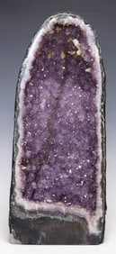 LARGE GEOLOGICAL AMETHYST CATHEDRAL GEODE, 19.5"H