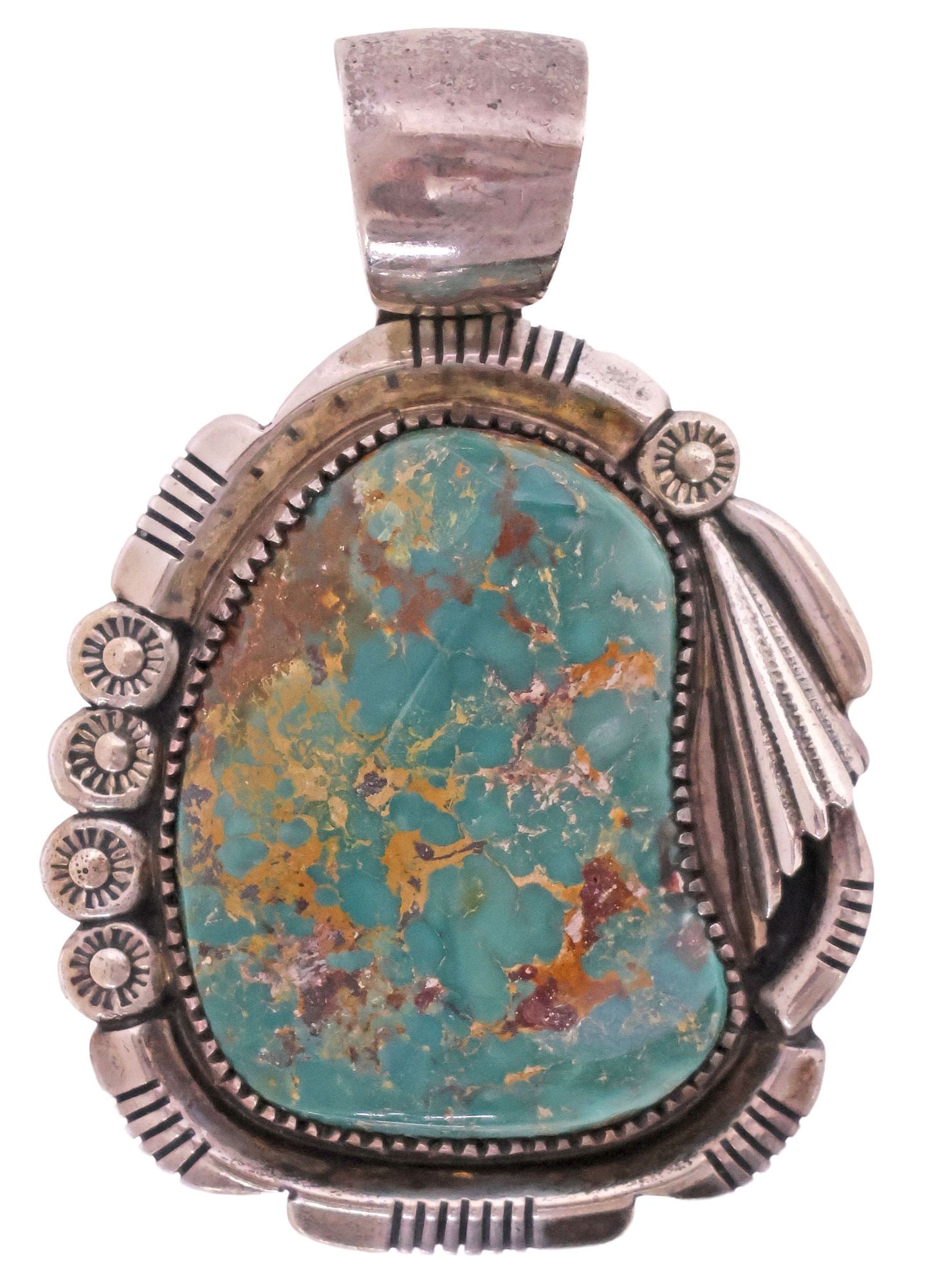 CHARLTON DRAPER NAVAJO STERLING & TURQUOISE PENDANT (1 of 3)