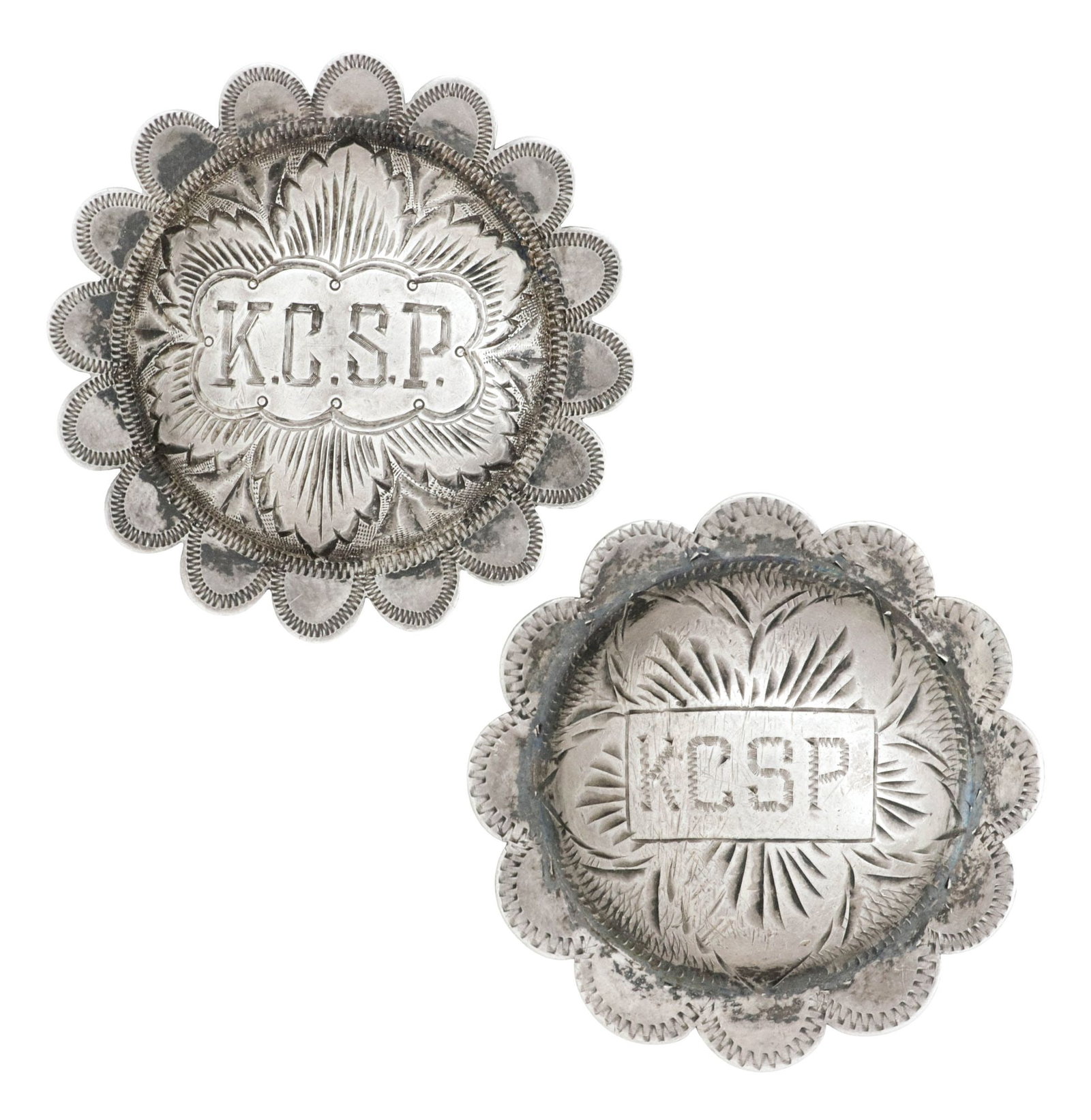 (2) KERN SHERIFF'S POSSE BRIDLE CONCHO, ONE BY JOHN McCABE SILVERSMITHS (1 of 3)
