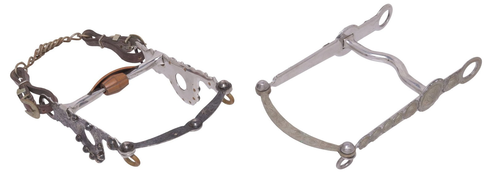 (2) VINTAGE SHOW HORSE BITS, ONE FANCY SPADE BIT (1 of 8)