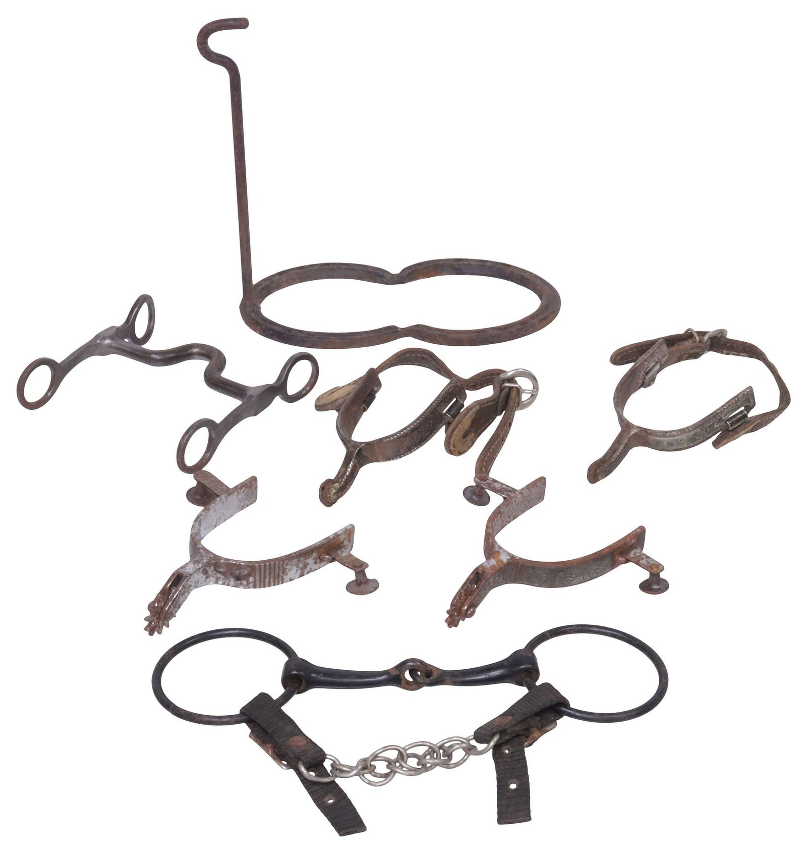 (5) VINTAGE HORSE BITS & SPURS & DISPLAY HANGER (1 of 18)