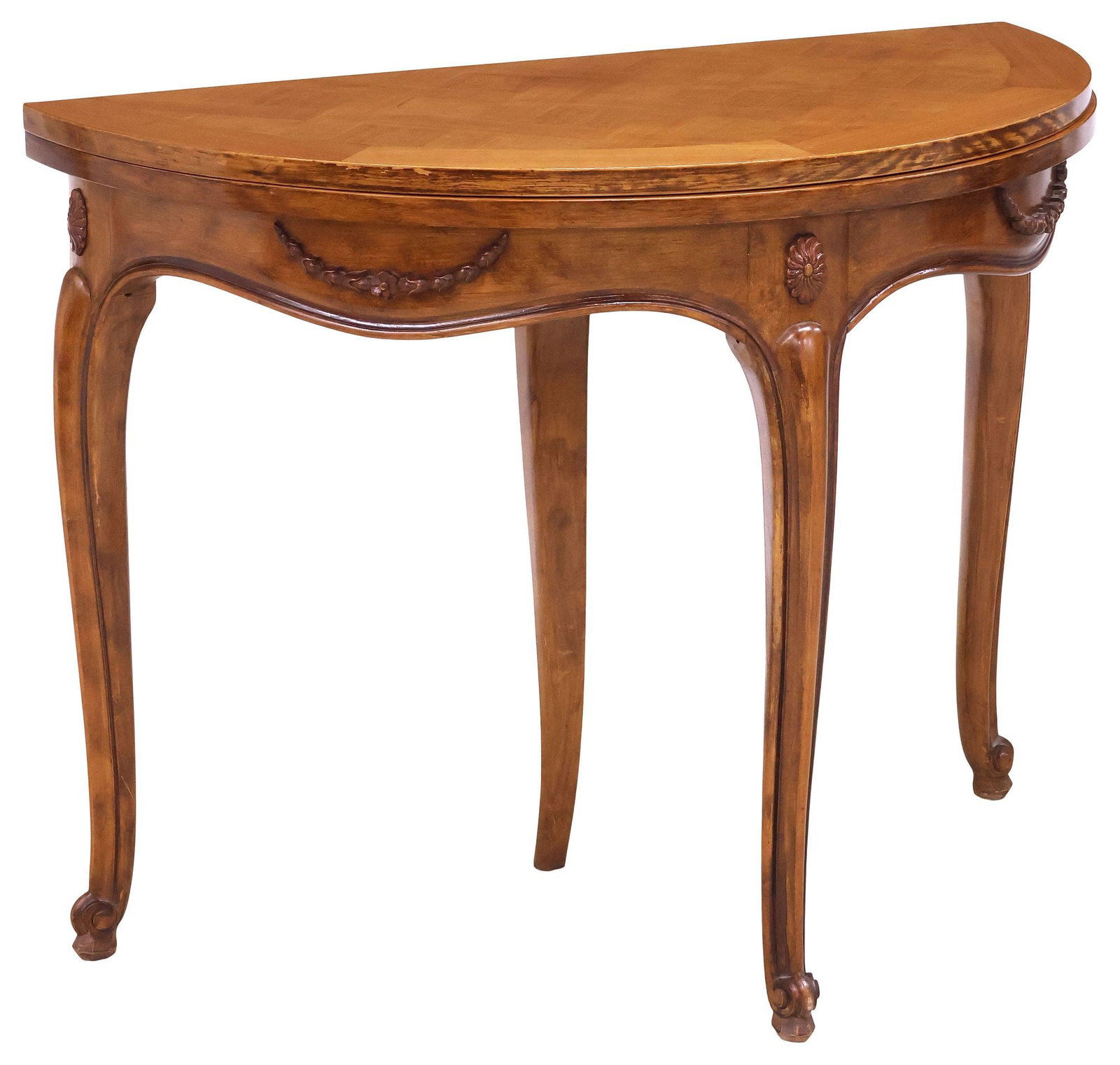 FRENCH LOUIS XV STYLE WALNUT PARQUET FLIP-TOP GAMES TABLE (1 of 7)