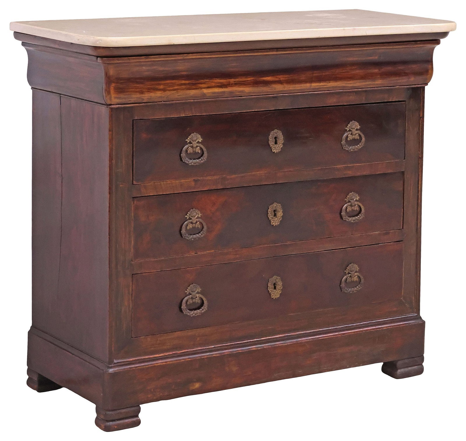 FRENCH LOUIS PHILIPPE PERIOD MARBLE-TOP MAHOGANY PETITE COMMODE (1 of 5)
