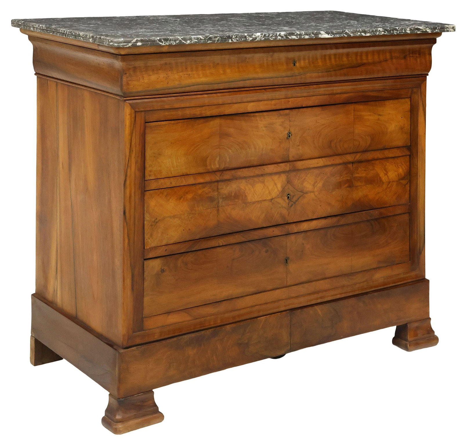 FRENCH LOUIS PHILLIPE PERIOD MARBLE-TOP WALNUT COMMODE (1 of 5)