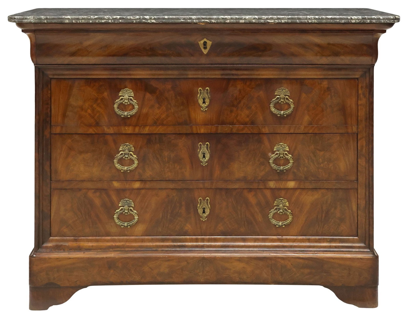 FRENCH LOUIS PHILIPPE FIGURED WALNUT COMMODE - 2