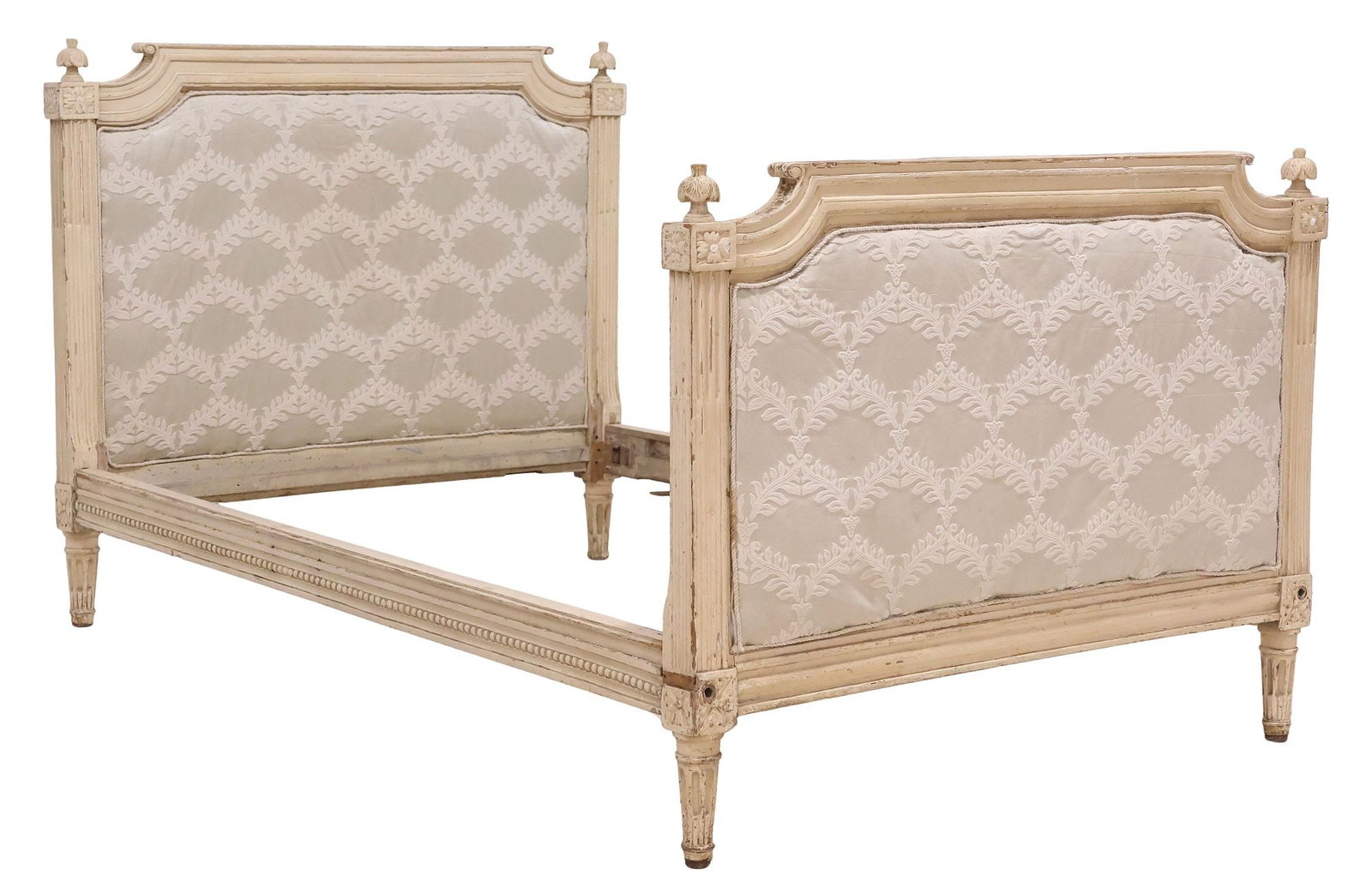 FRENCH LOUIS XVI STYLE PAINTED & UPHOLSTERED BED (1 of 3)