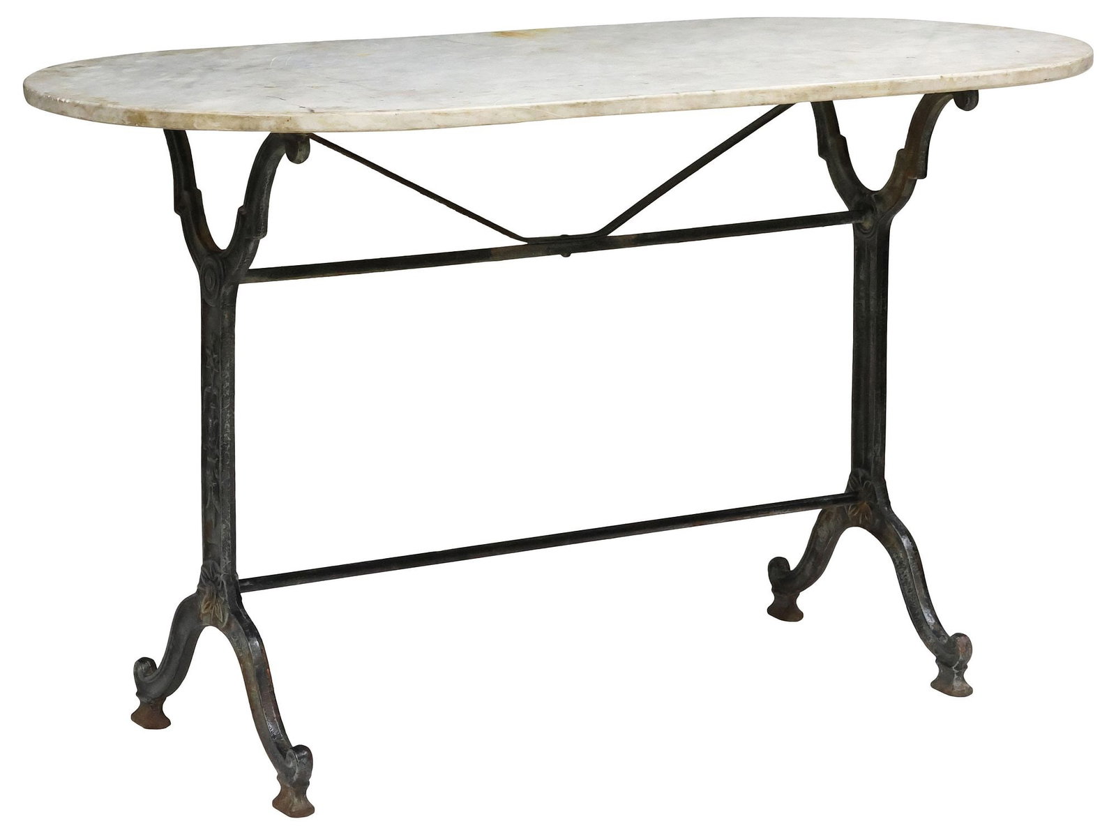 FRENCH MARBLE-TOP CAST IRON BISTRO TABLE (1 of 4)