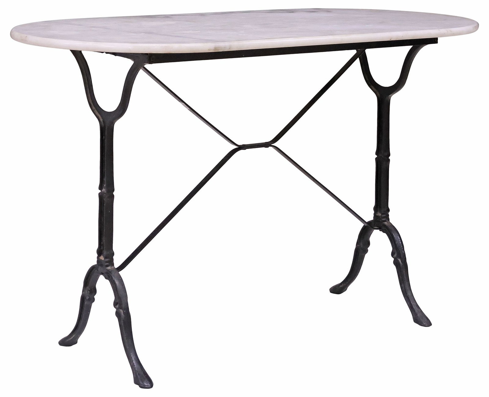 FRENCH MARBLE-TOP PAINTED CAST IRON BISTRO TABLE (1 of 4)