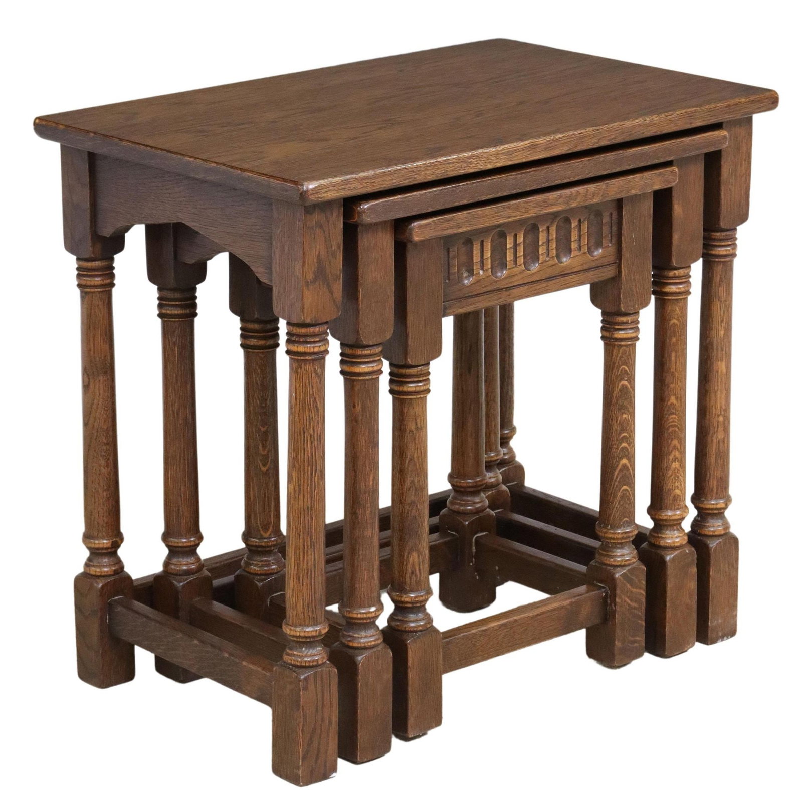 (3) ENGLISH CARVED OAK NESTING TABLES (1 of 4)
