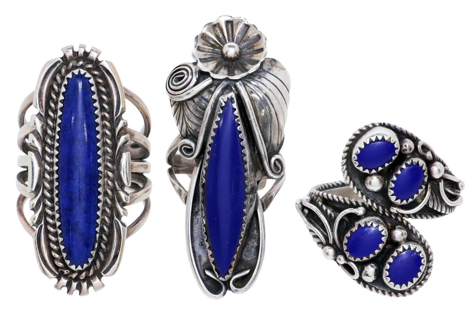 (3) NATIVE AMERICAN STERLING & LAPIS LAZULI RINGS, JERRY JOHNSON & OTHER (1 of 5)