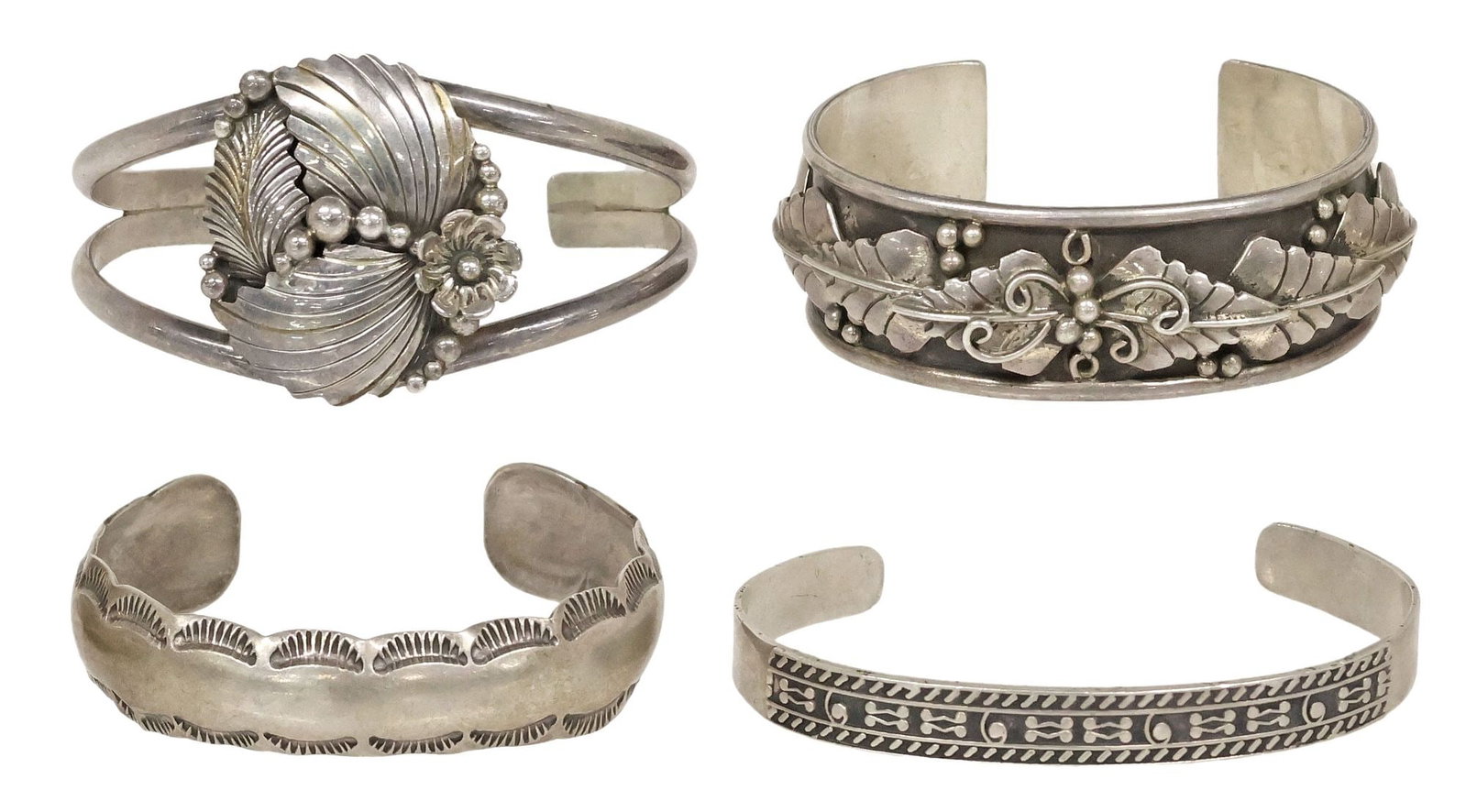 (4) NATIVE AMERICAN & MEXICAN STERLING SILVER CUFF BRACELETS (1 of 9)