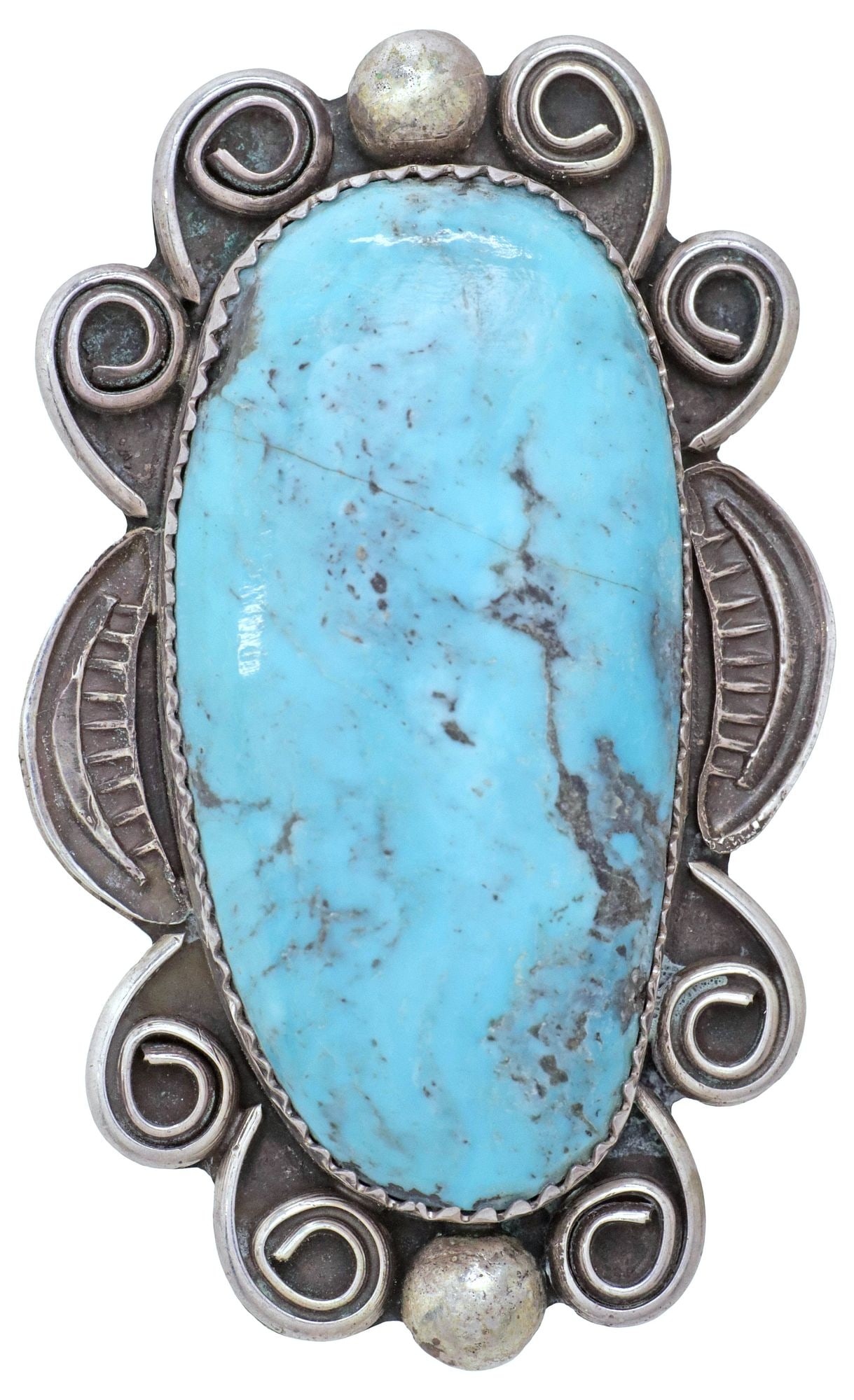 SIGNED NATIVE AMERICAN NAVAJO STERLING SILVER & TURQUOISE RING (1 of 5)
