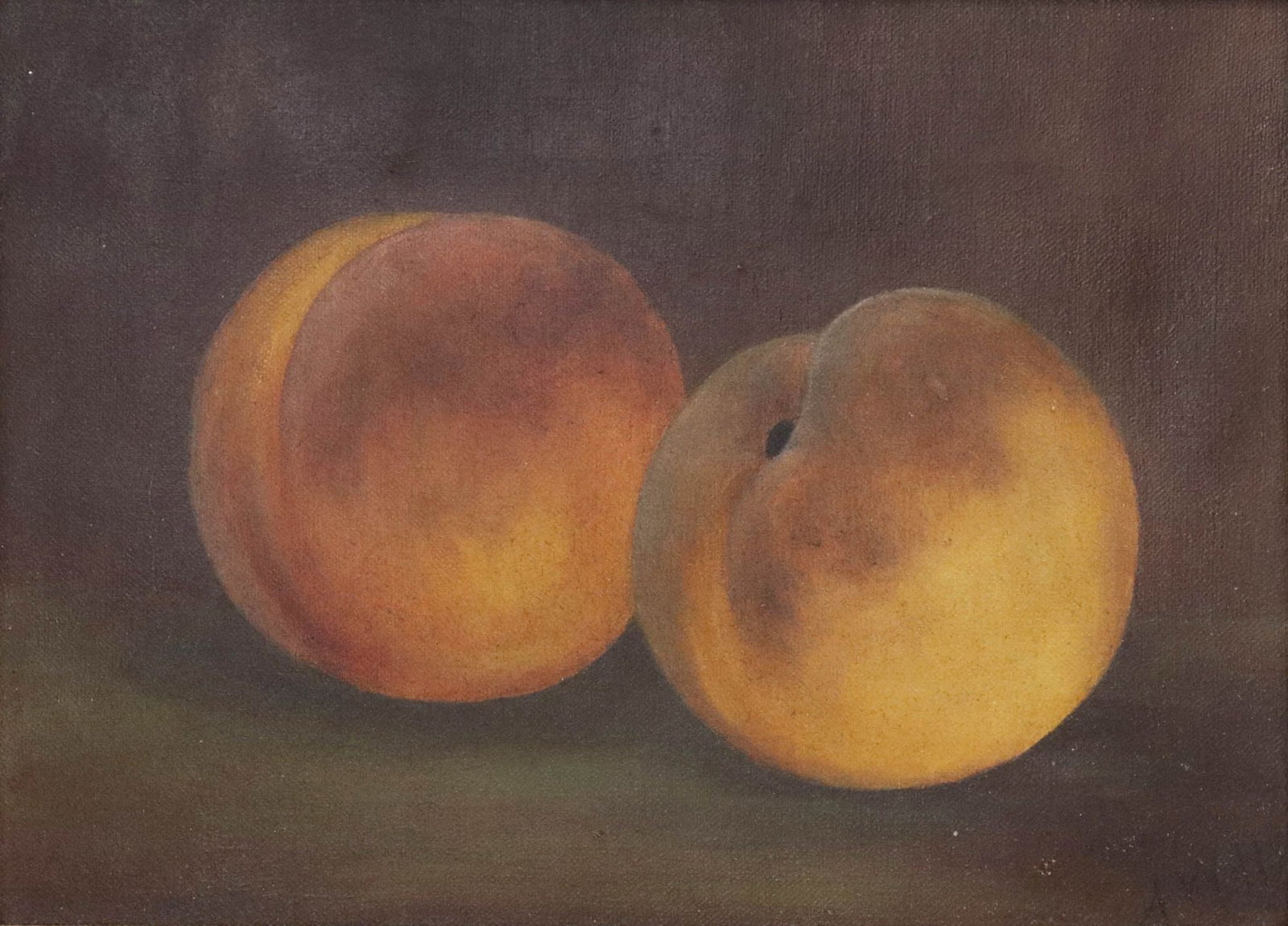 AMERICAN FALL RIVER SCHOOL (19TH C.) OIL PAINTING, STILL LIFE WITH PEACHES (1 of 4)