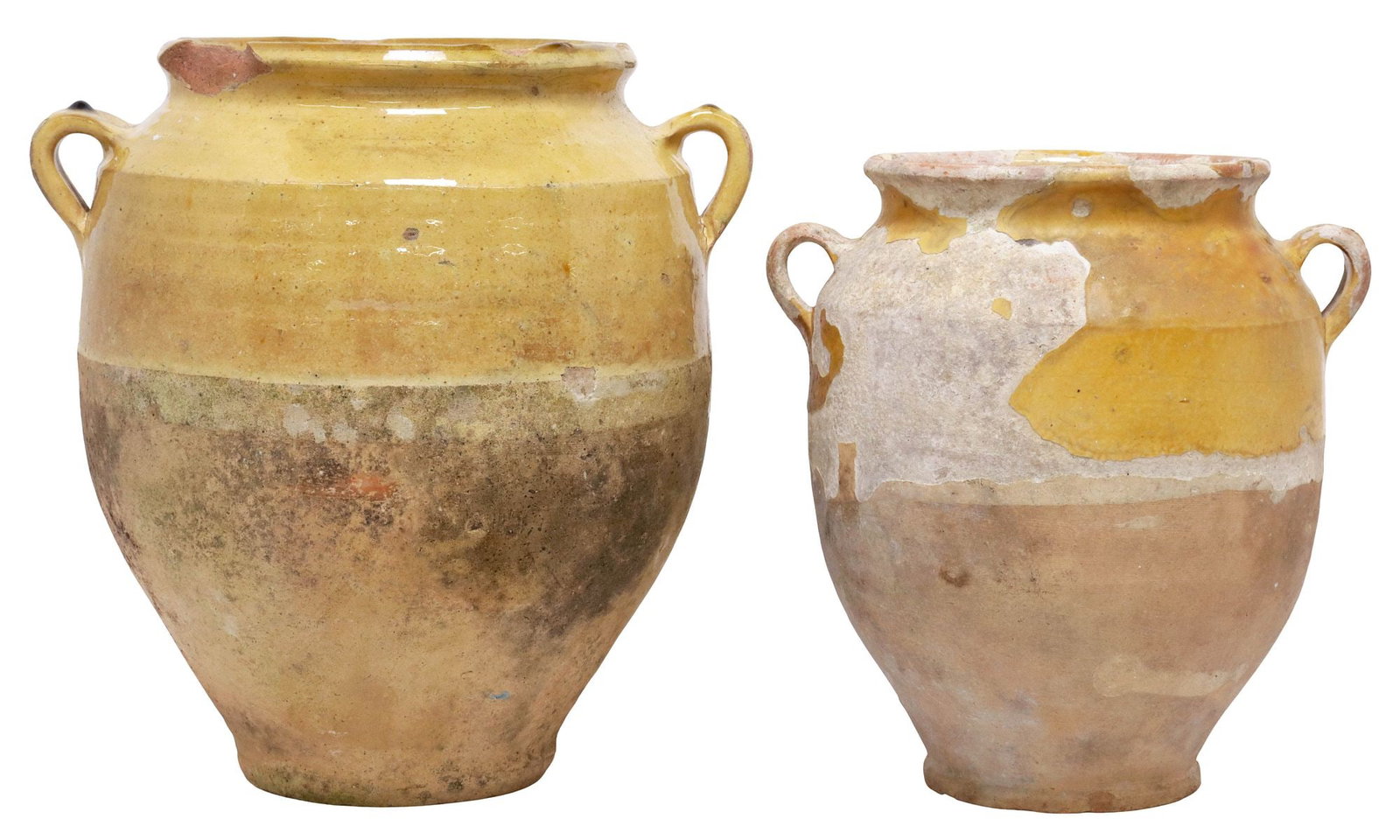 (2) FRENCH OCHRE-GLAZED EARTHENWARE CONFIT POTS (1 of 3)