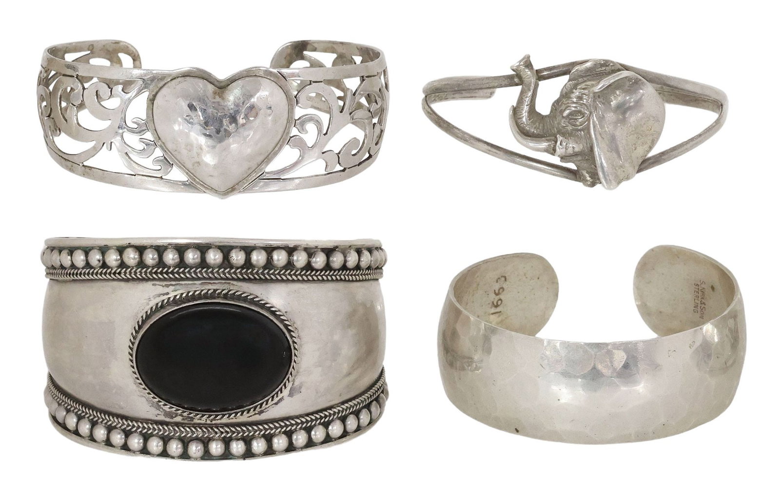 (4) ESTATE STERLING SILVER CUFF BRACELETS: NATIVE AMERICAN, MEXICO, ETC. (1 of 8)