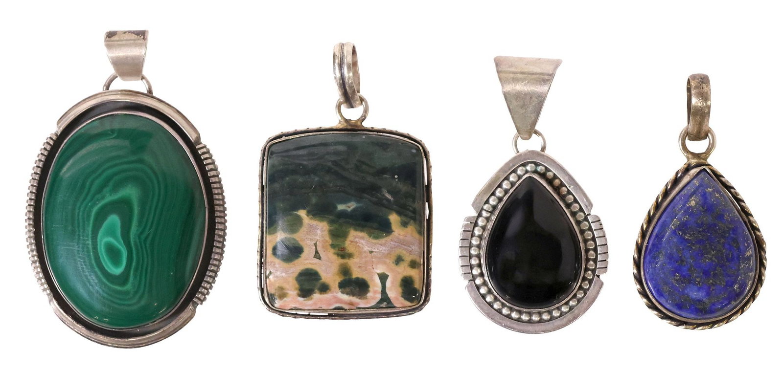 (4) NATIVE AMERICAN & SOUTHWEST STYLE SILVER & GEMSTONE PENDANTS (1 of 4)