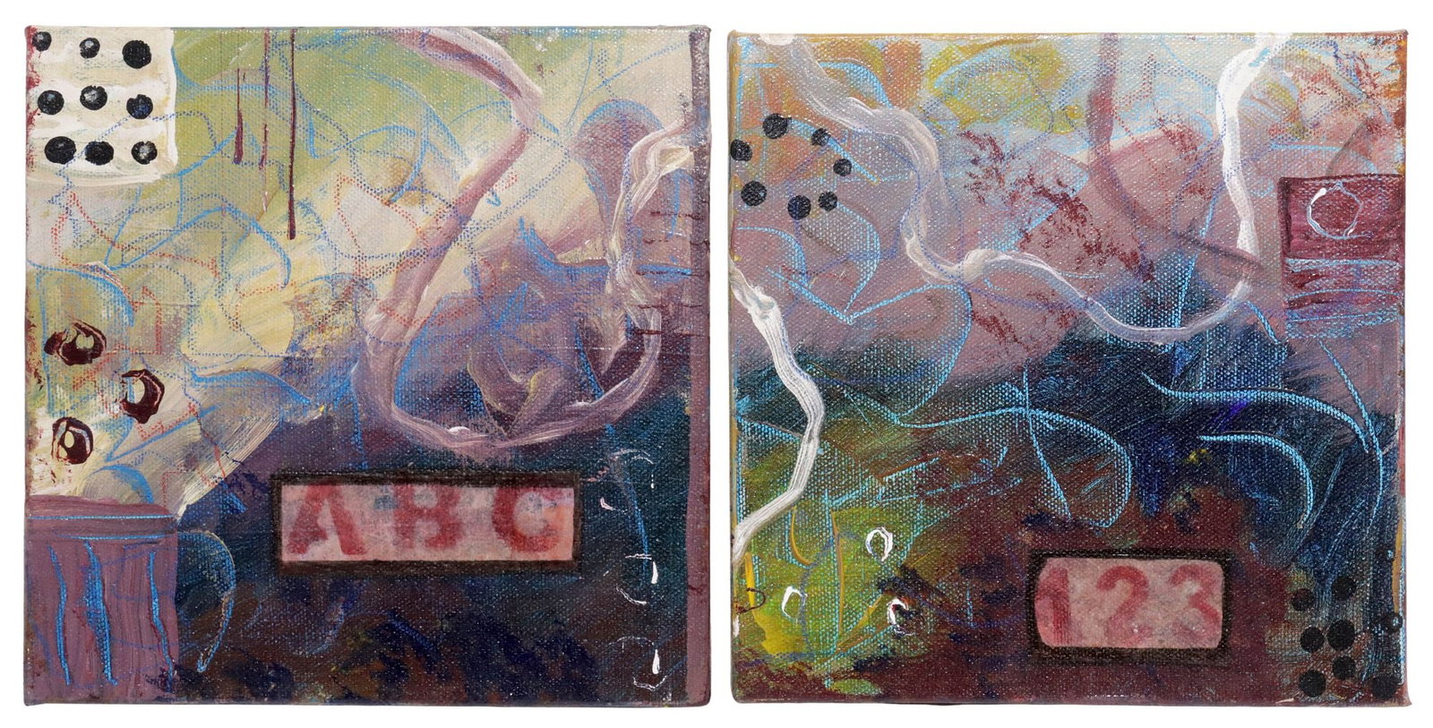 (2) JUDY COPELAND (B.1943) ACRYLIC PAINTINGS, 'ABSTRACT I' & 'ABSTRACT II' (1 of 6)