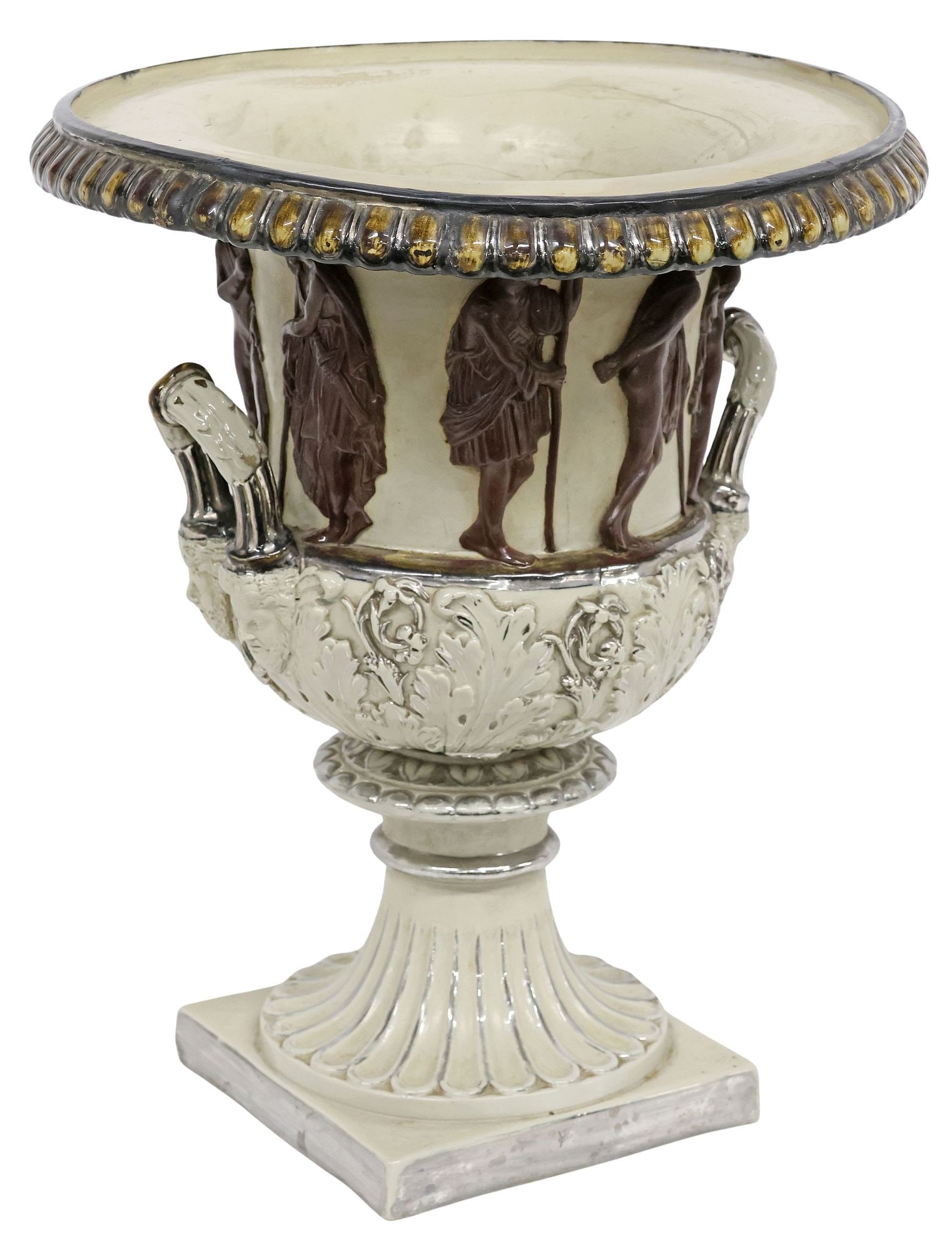 LARGE CLASSICAL STYLE SILVER LUSTREWARE HANDLED CAMPANA URN (1 of 7)