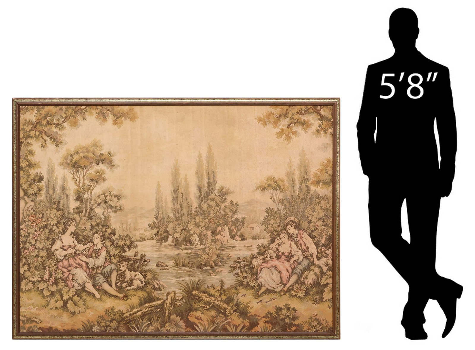 FRAMED FRENCH AUBUSSON-STYLE MACHINE-WOVEN TAPESTRY, 49" X 64.5" (1 of 4)