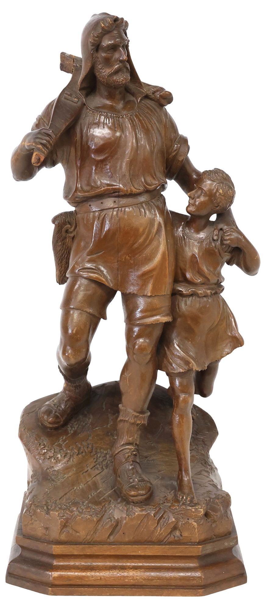 BLACK FOREST CARVED FOLK TALE SCULPTURE, WILLIAM TELL & SON, 24.5"H (1 of 7)