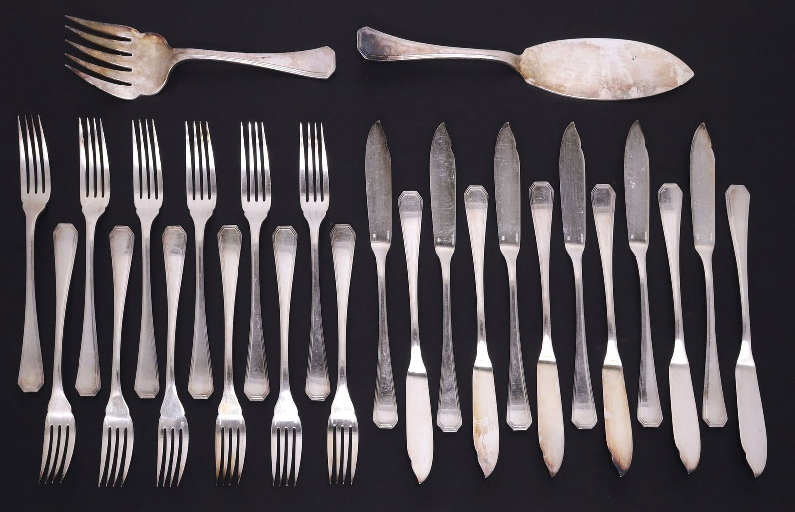 (26) CHRISTOFLE 'AMERICA' SILVERPLATE FLATWARE FISH SERVICE IN BOX (1 of 4)