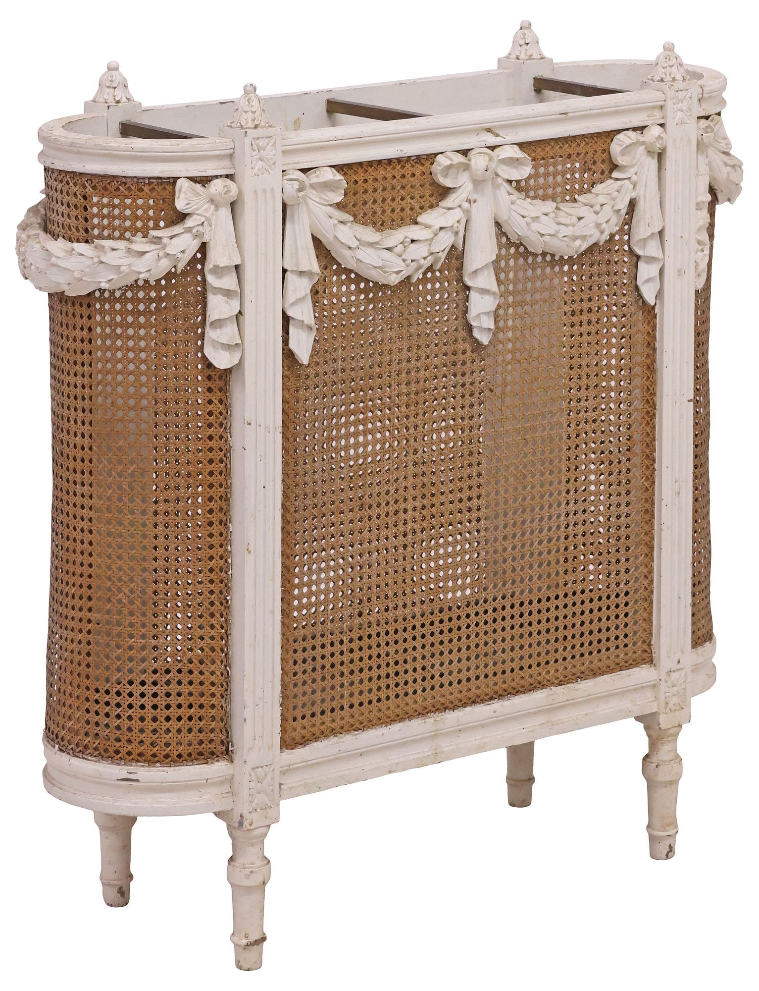 FRENCH LOUIS XVI STYLE WHITE-PAINTED & CANED UMBRELLA STAND (1 of 4)