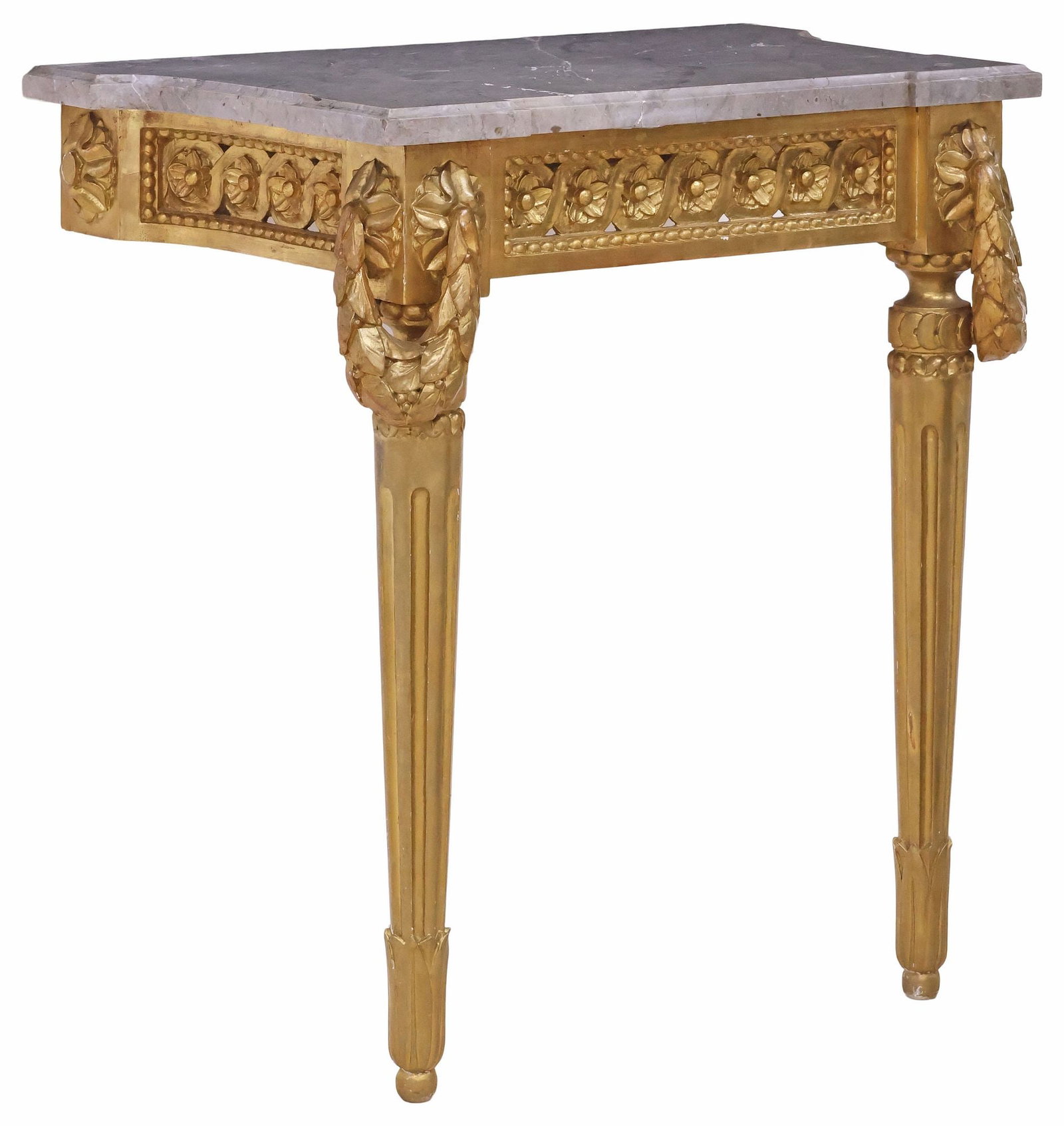 FRENCH LOUIS XVI STYLE MARBLE-TOP GILTWOOD WALL CONSOLE (1 of 3)