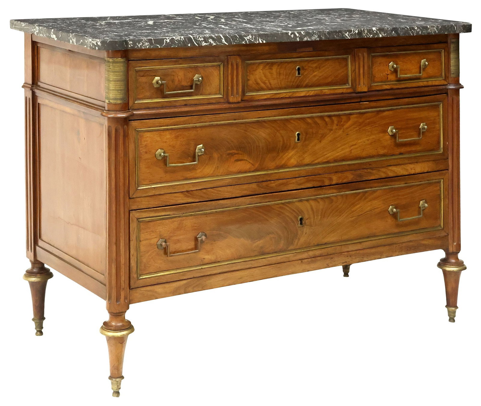 FRENCH LOUIS XVI STYLE MARBLE-TOP MAHOGANY COMMODE (1 of 5)