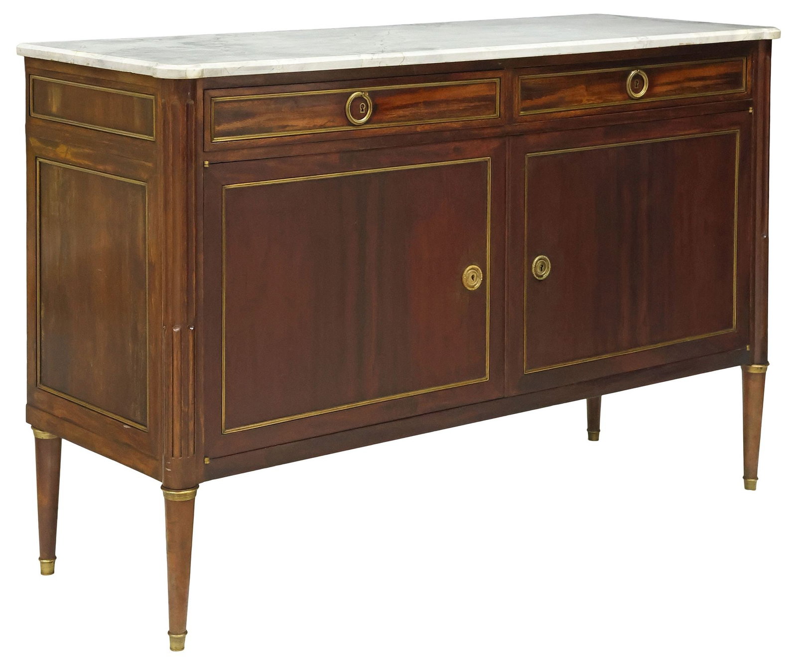 FRENCH LOUIS XVI STYLE MARBLE-TOP MAHOGANY SIDEBOARD / SERVER (1 of 6)