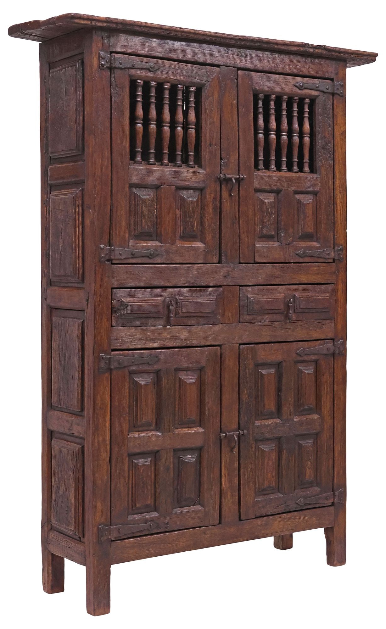 SPANISH BAROQUE PERIOD SPINDLED OAK CUPBOARD / ALACENA (1 of 5)