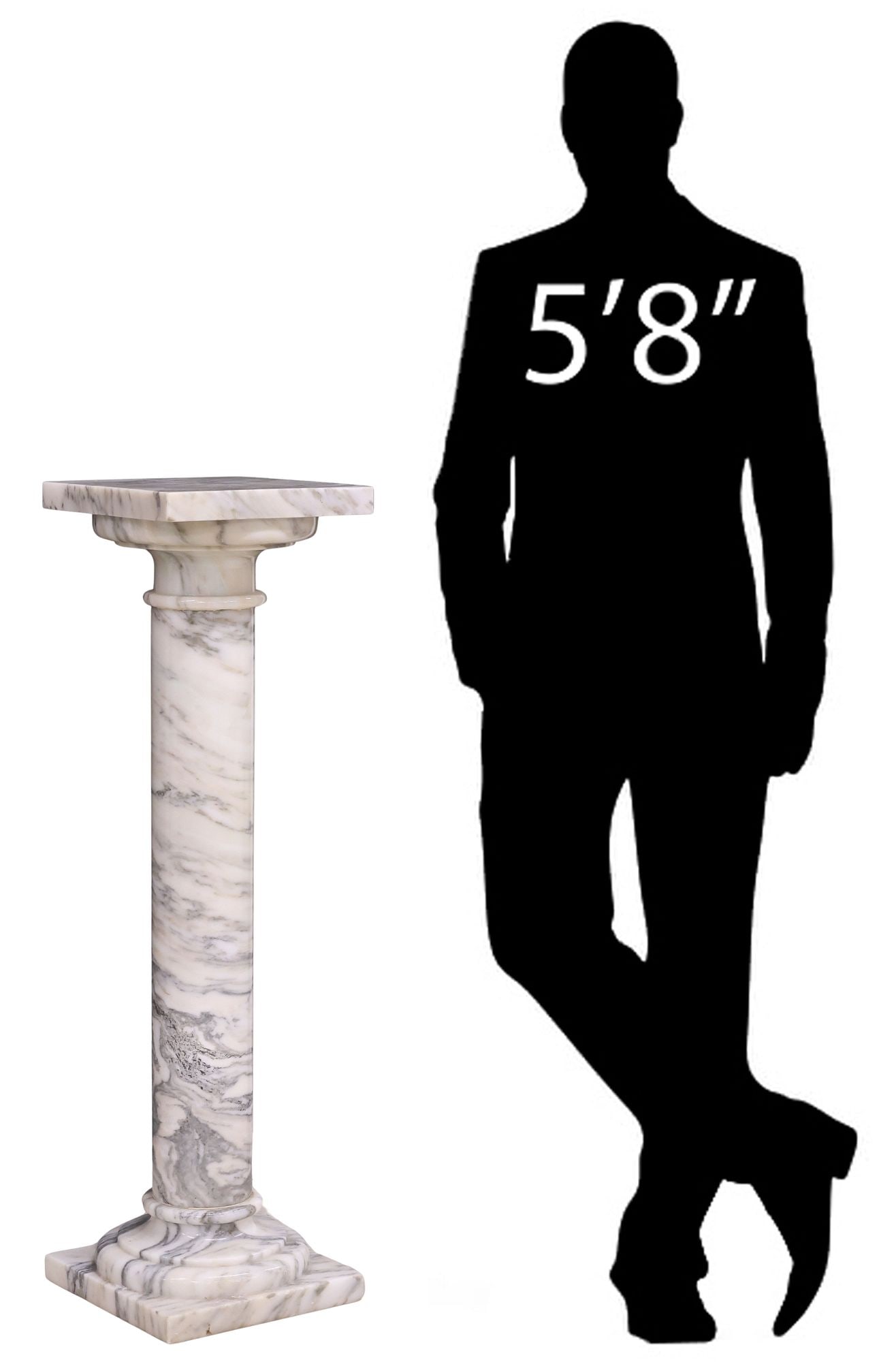 WHITE VARIEGATED MARBLE COLUMNAR PEDESTAL / PLANT STAND (1 of 5)