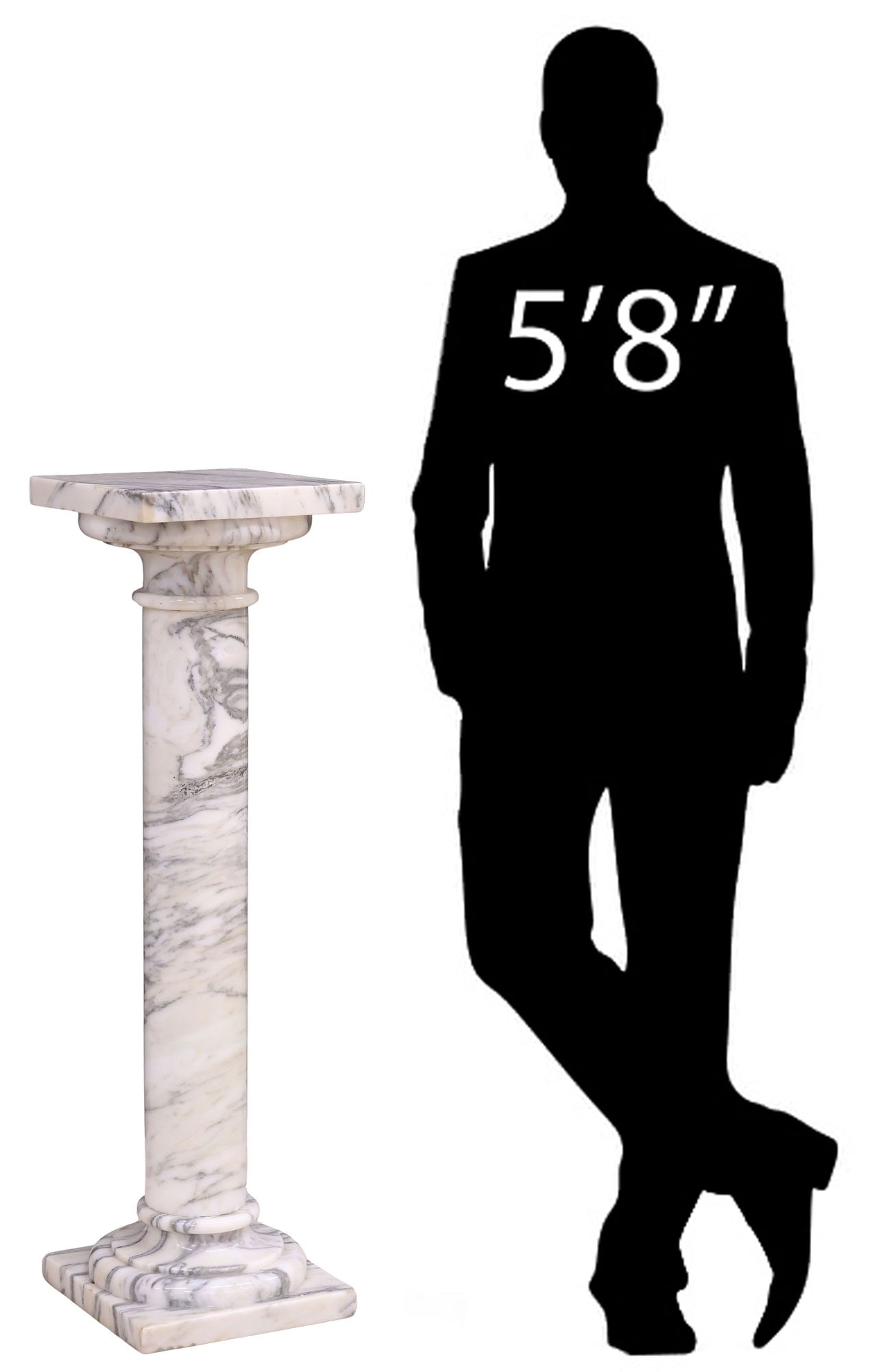 WHITE VARIEGATED MARBLE COLUMNAR PEDESTAL / PLANT STAND (1 of 5)