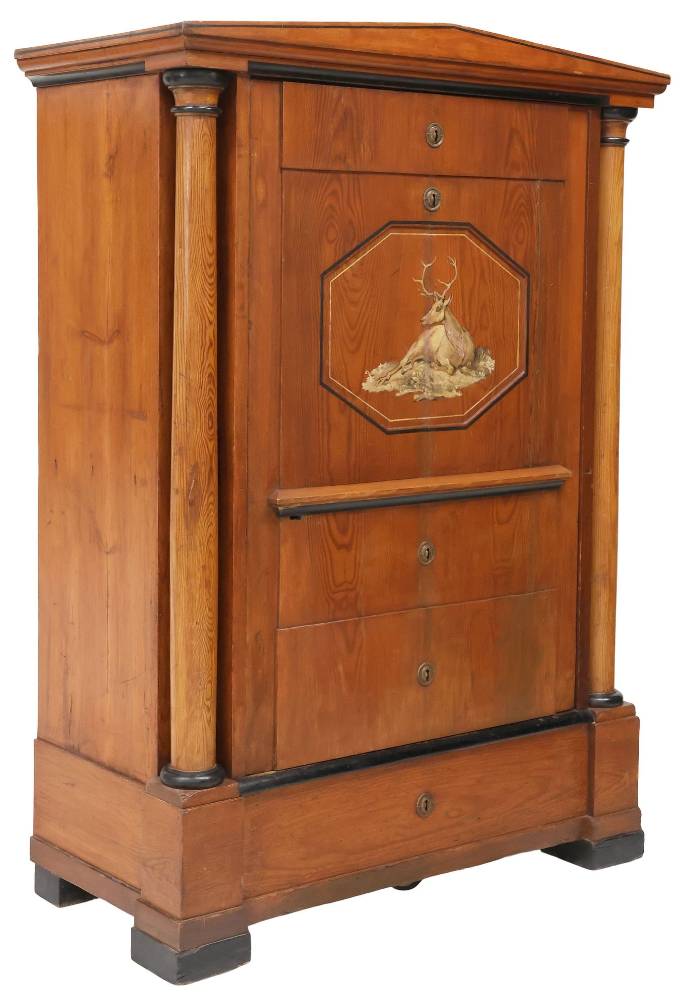 BIEDERMEIER PAINTED & PARCEL-EBONIZED SINGLE-DOOR ARMOIRE CABINET (1 of 4)