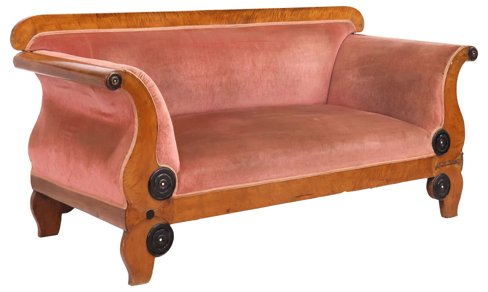 BIEDERMEIER PARCEL-EBONIZED & UPHOLSTERED WALNUT SOFA (1 of 3)