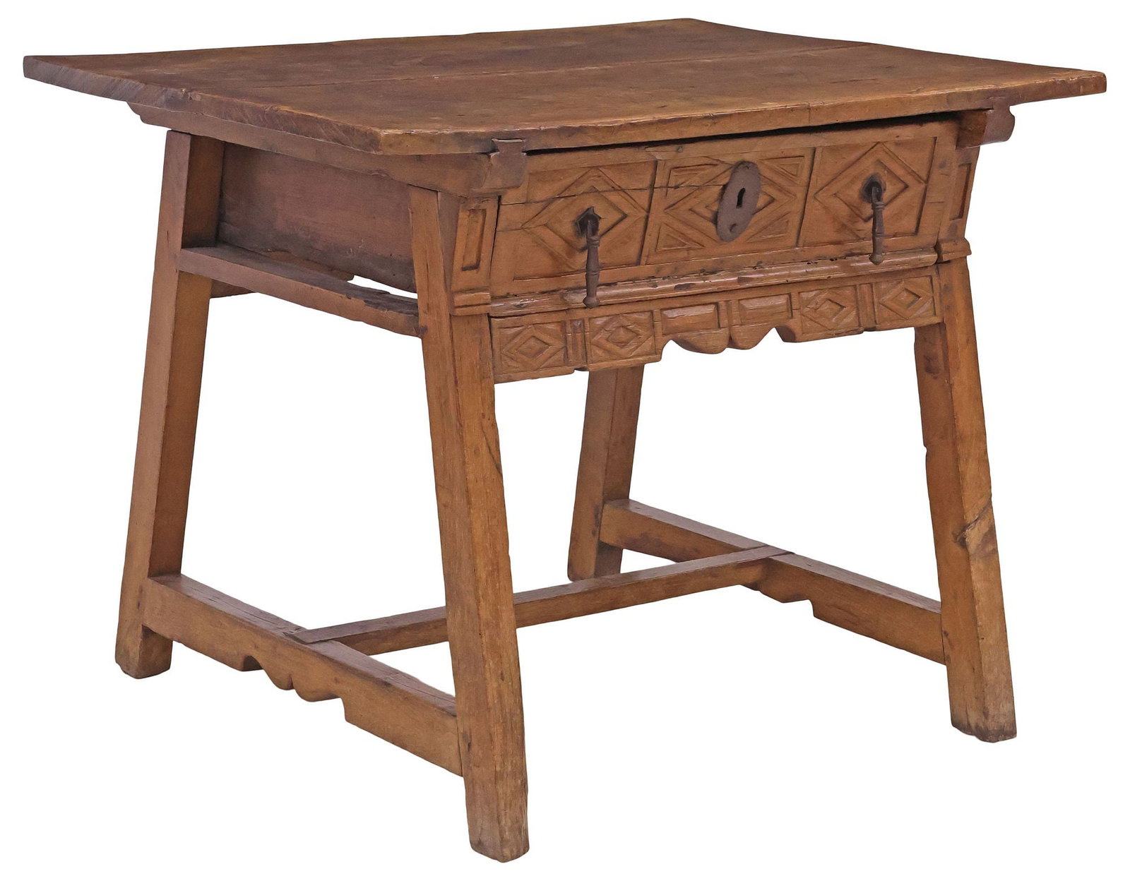 SPANISH BAROQUE PERIOD CARVED OAK & WALNUT WRITING TABLE (1 of 5)