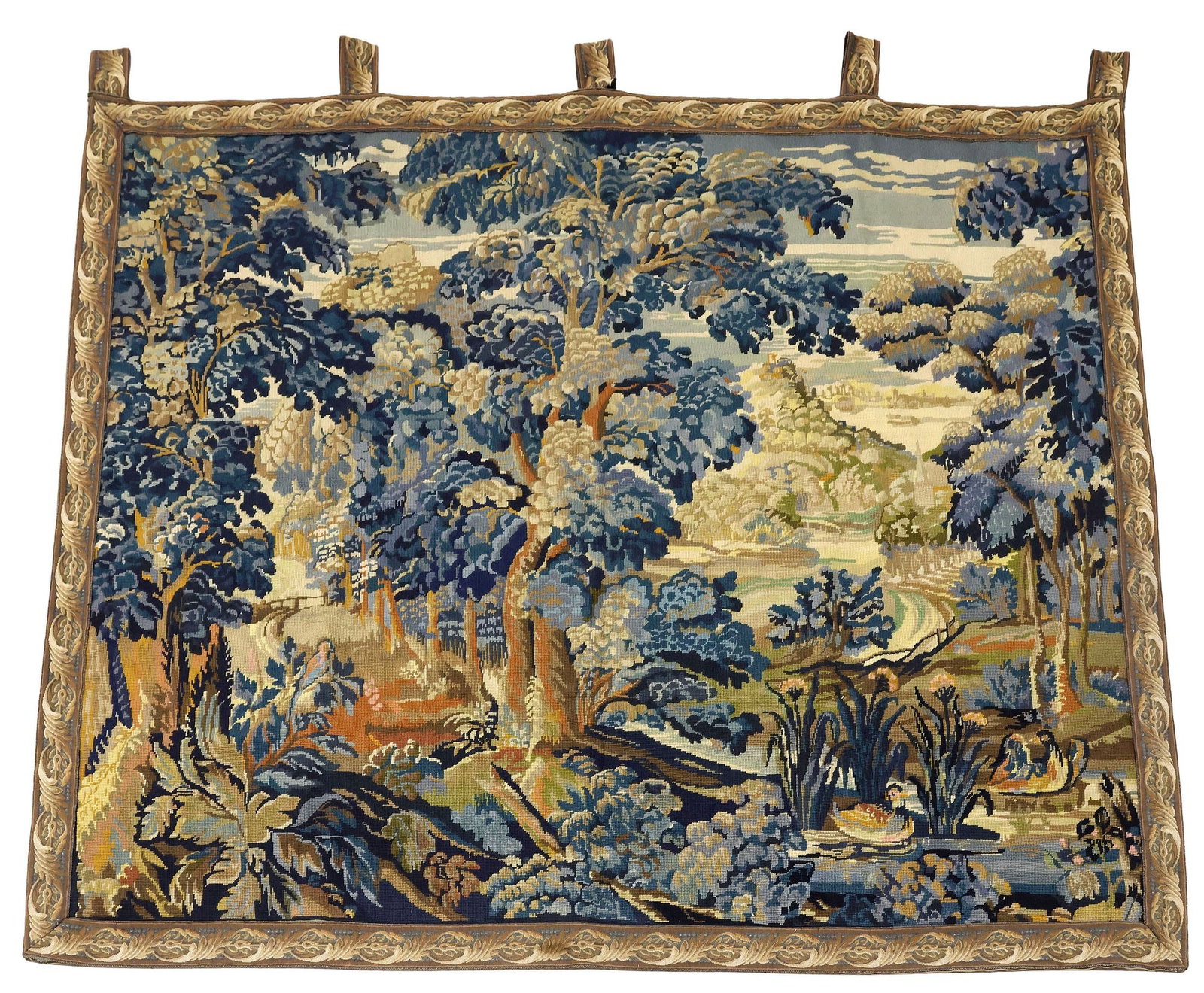 FRENCH AUBUSSON STYLE VERDURE NEEDLEPOINT TAPESTRY (1 of 5)