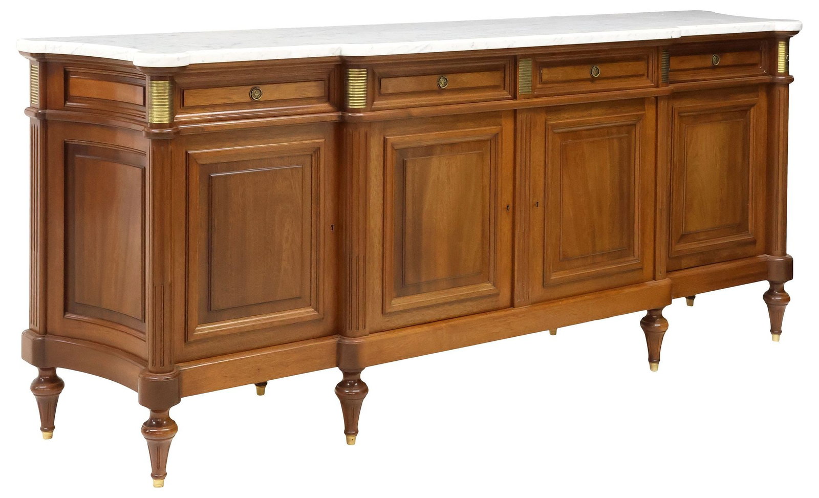 FRENCH LOUIS XVI STYLE MARBLE-TOP MAHOGANY SIDEBOARD (1 of 7)