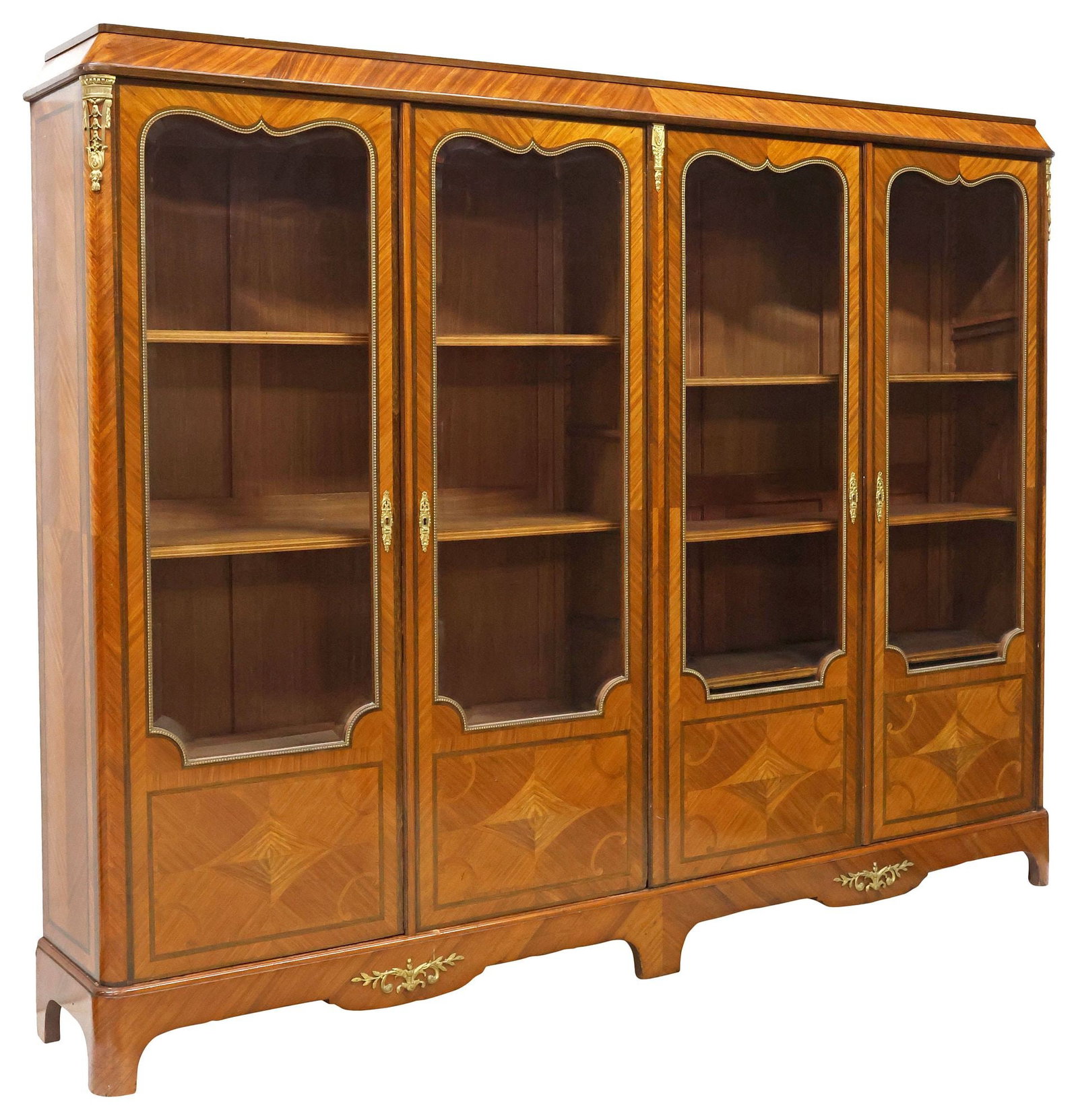 FRENCH NAPOLEON III STYLE INLAID MATCHED VENEER DISPLAY BOOKCASE (1 of 4)