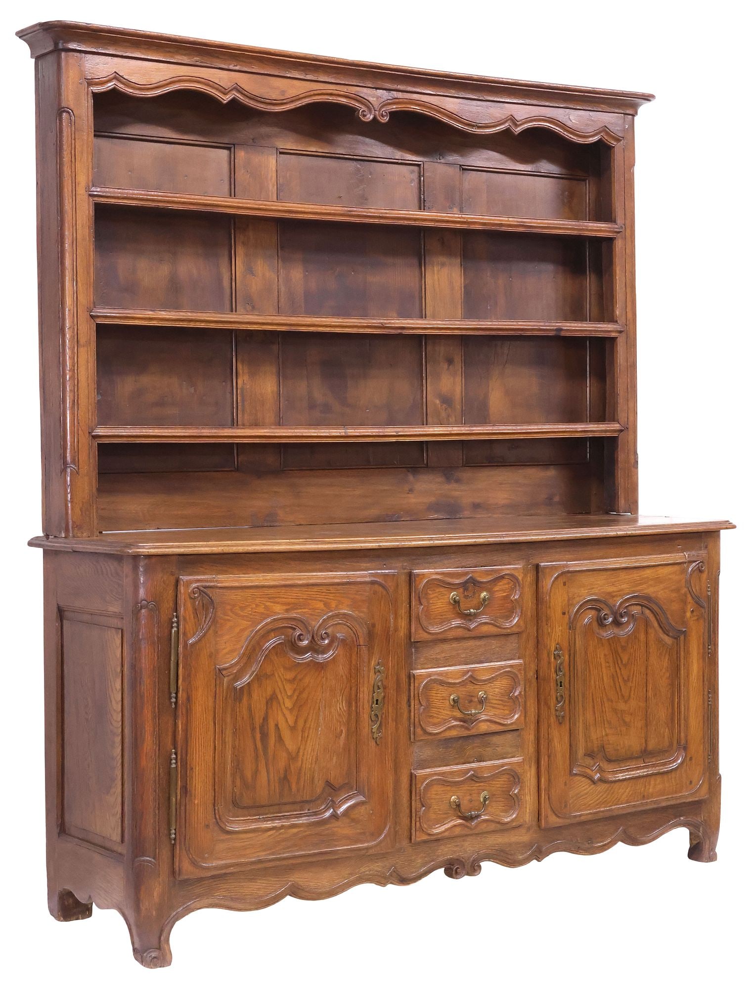 FRENCH PROVINCIAL LOUIS XV PERIOD CARVED OAK VAISSELIER (1 of 6)
