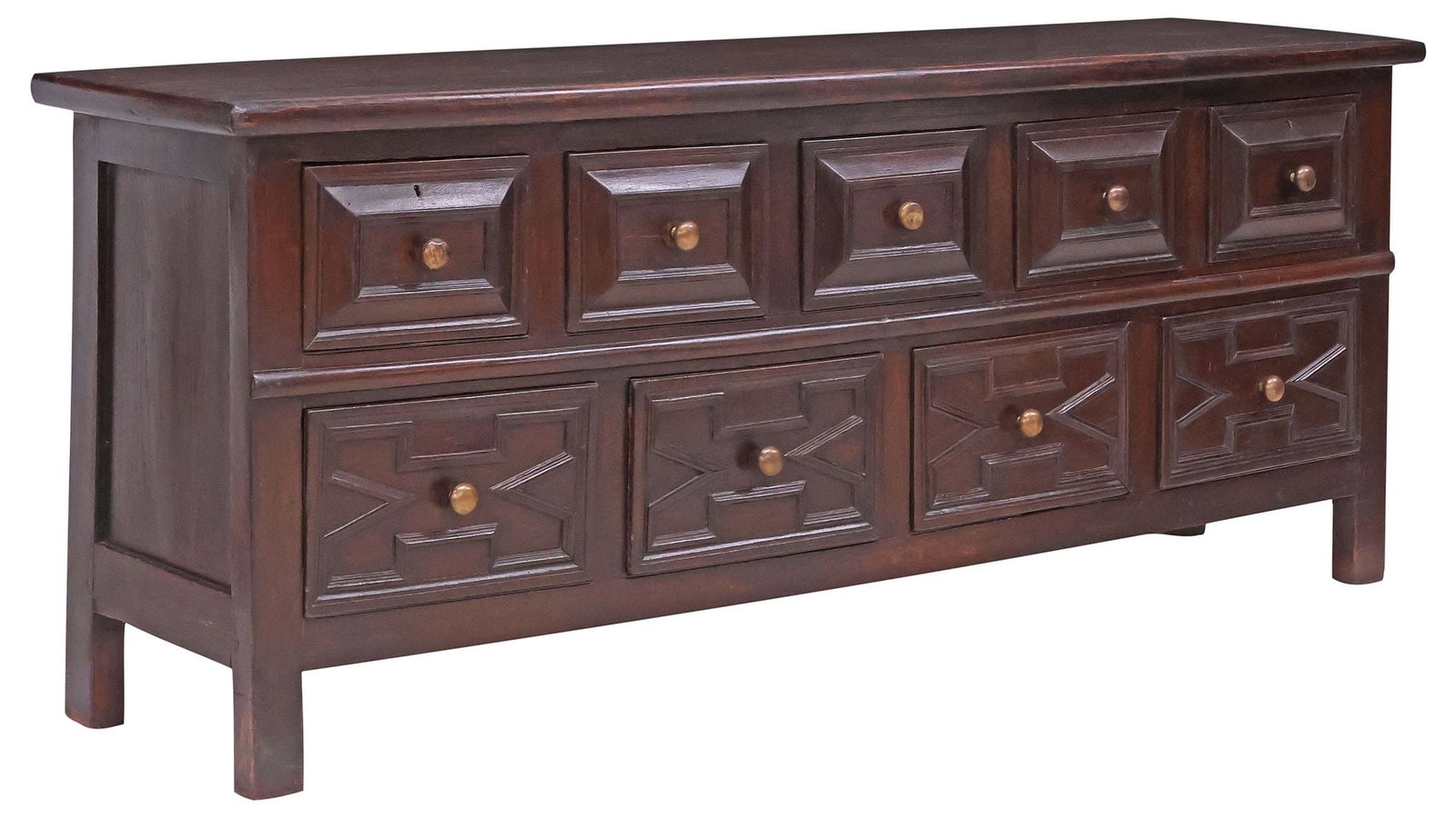 ENGLISH JACOBEAN STYLE PANELED OAK 9-DRAWER KITCHEN DRESSER (1 of 5)