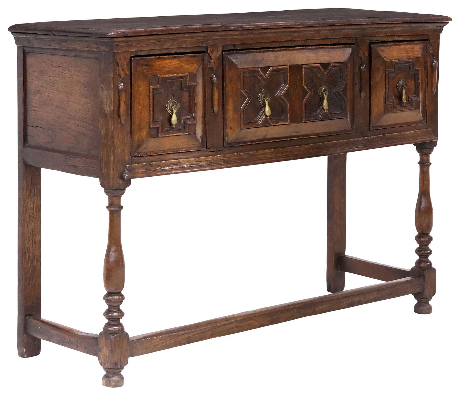 ENGLISH JACOBEAN STYLE CARVED OAK CONSOLE / KITCHEN DRESSER BASE (1 of 5)