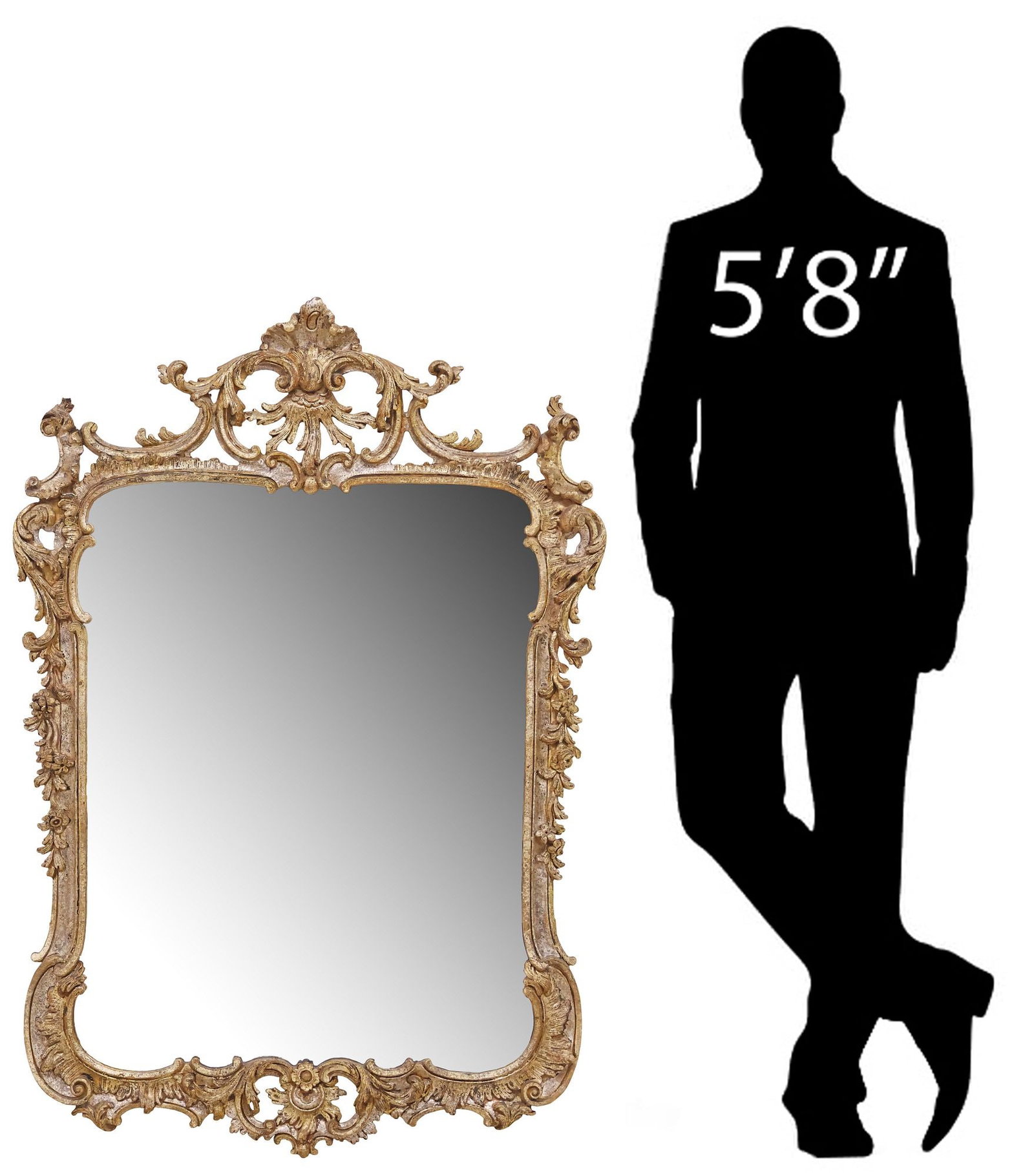ITALIAN FLORENTINE CHELINI LOUIS XV STYLE GILTWOOD MIRROR (1 of 5)