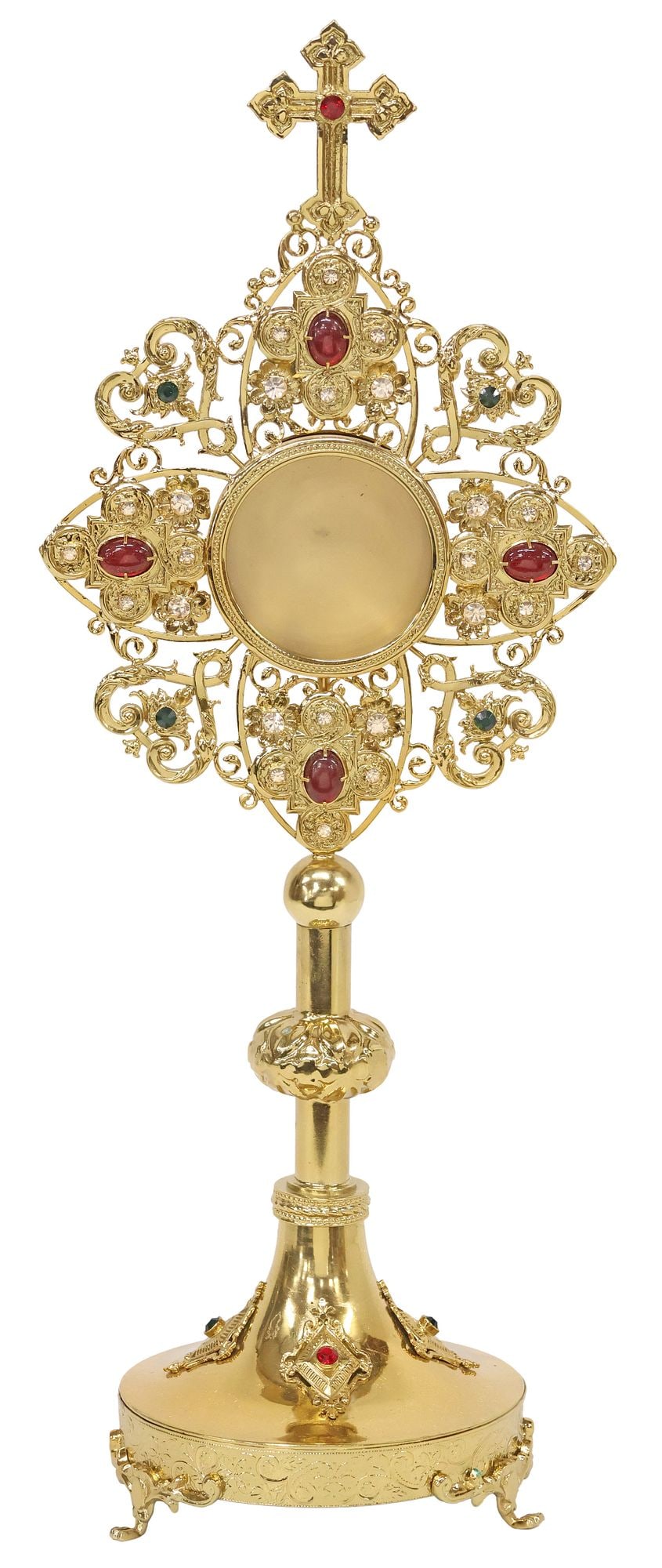 GOTHIC STYLE ENCRUSTED GILT METAL MONSTRANCE ALTAR RELIQUARY (1 of 6)