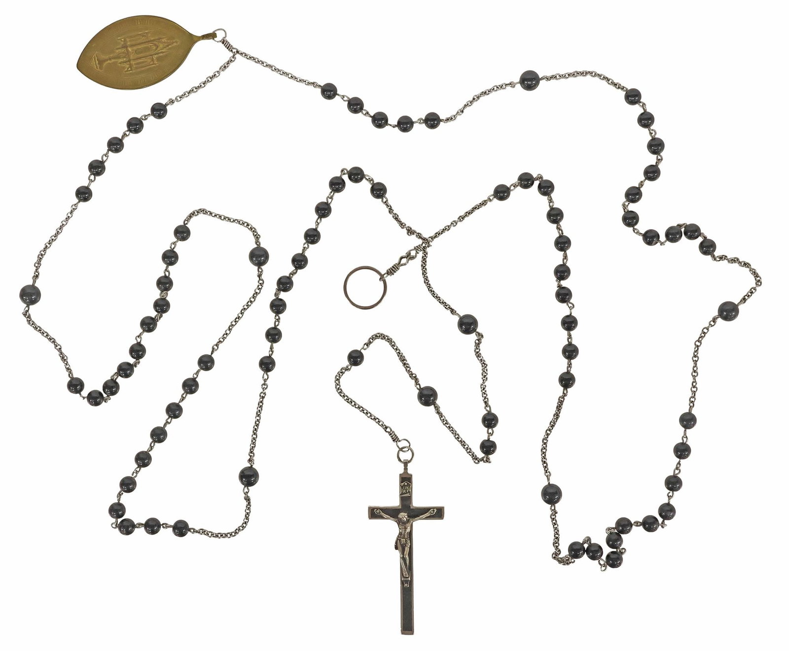 NUN'S 7-DECADE SIDE ROSARY WITH BELT CLIP, CRUCIFIX & SCRIPTURE PENDANTS (1 of 7)