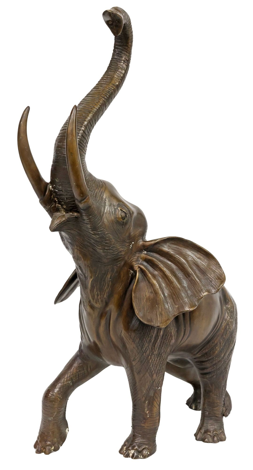 LARGE PATINATED BRONZE SCULPTURE OF A STANDING ELEPHANT (1 of 5)