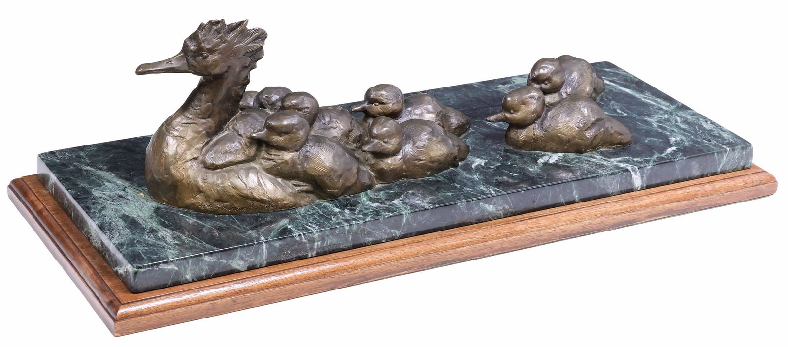 ANDREA WILKINSON (20TH C.) BRONZE SCULPTURE, MOTHER DUCK & DUCKLINGS (1 of 6)