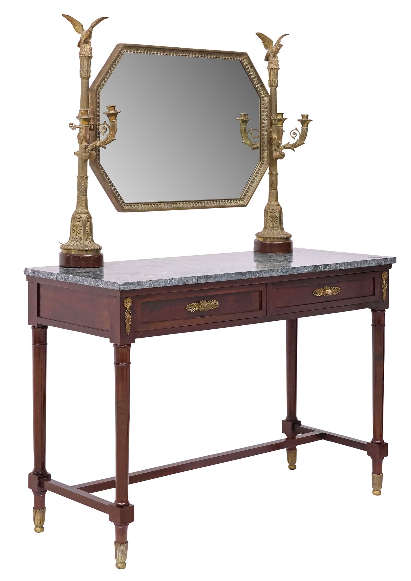 FRENCH EMPIRE STYLE MARBLE-TOP MIRRORED 'EAGLE' DRESSING TABLE / VANITY (1 of 7)