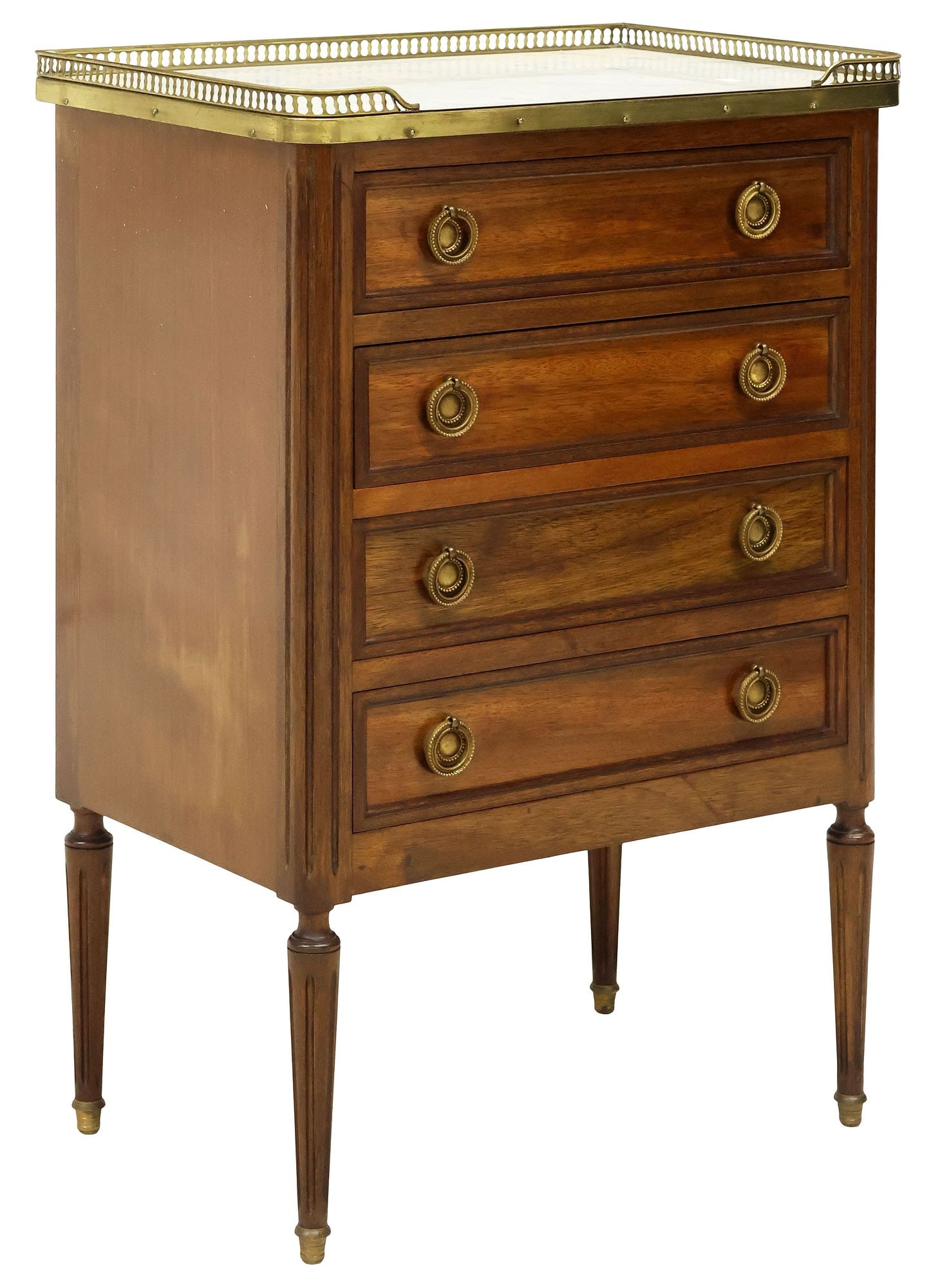 PETITE LOUIS XVI STYLE MARBLE-TOP MAHOGANY COMMODE (1 of 5)