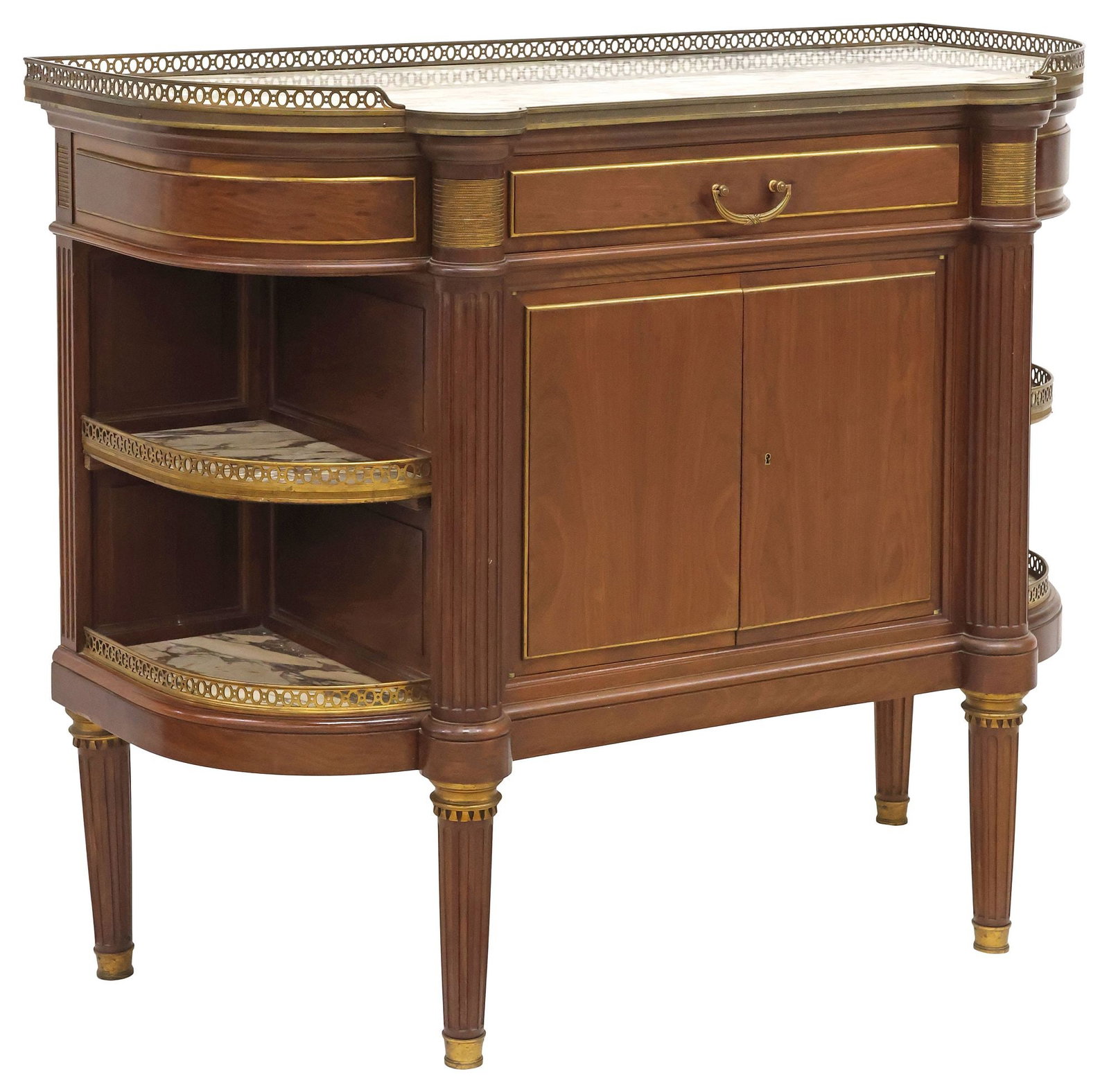 FRENCH LOUIS XVI STYLE MARBLE-TOP MAHOGANY SERVER (1 of 6)