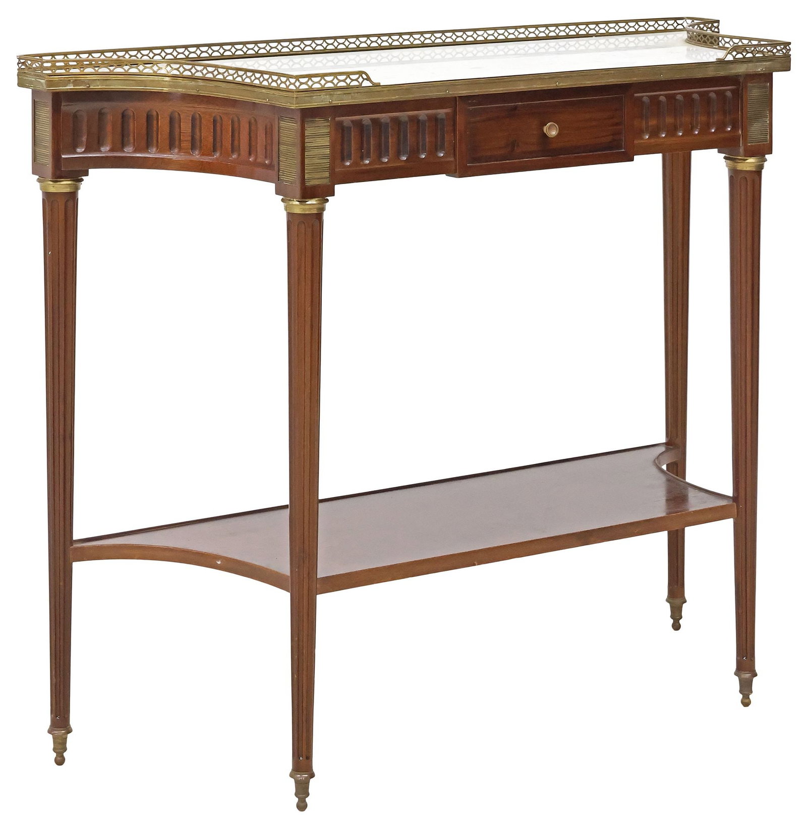 FRENCH LOUIS XVI STYLE MARBLE-TOP MAHOGANY CONSOLE TABLE (1 of 5)